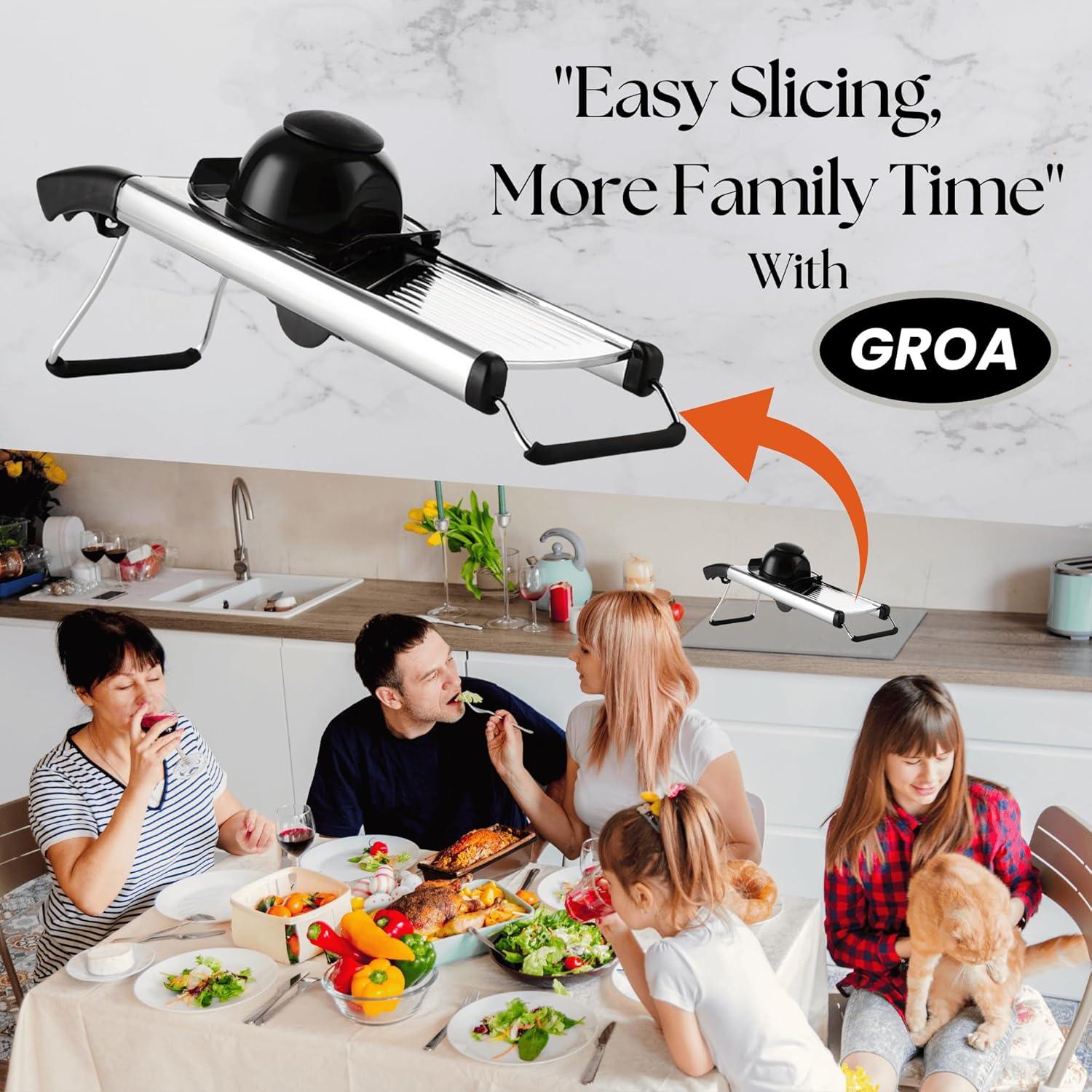 Mandolina Cortadora GROA de Acero Inoxidable Ajustable - 42 cm