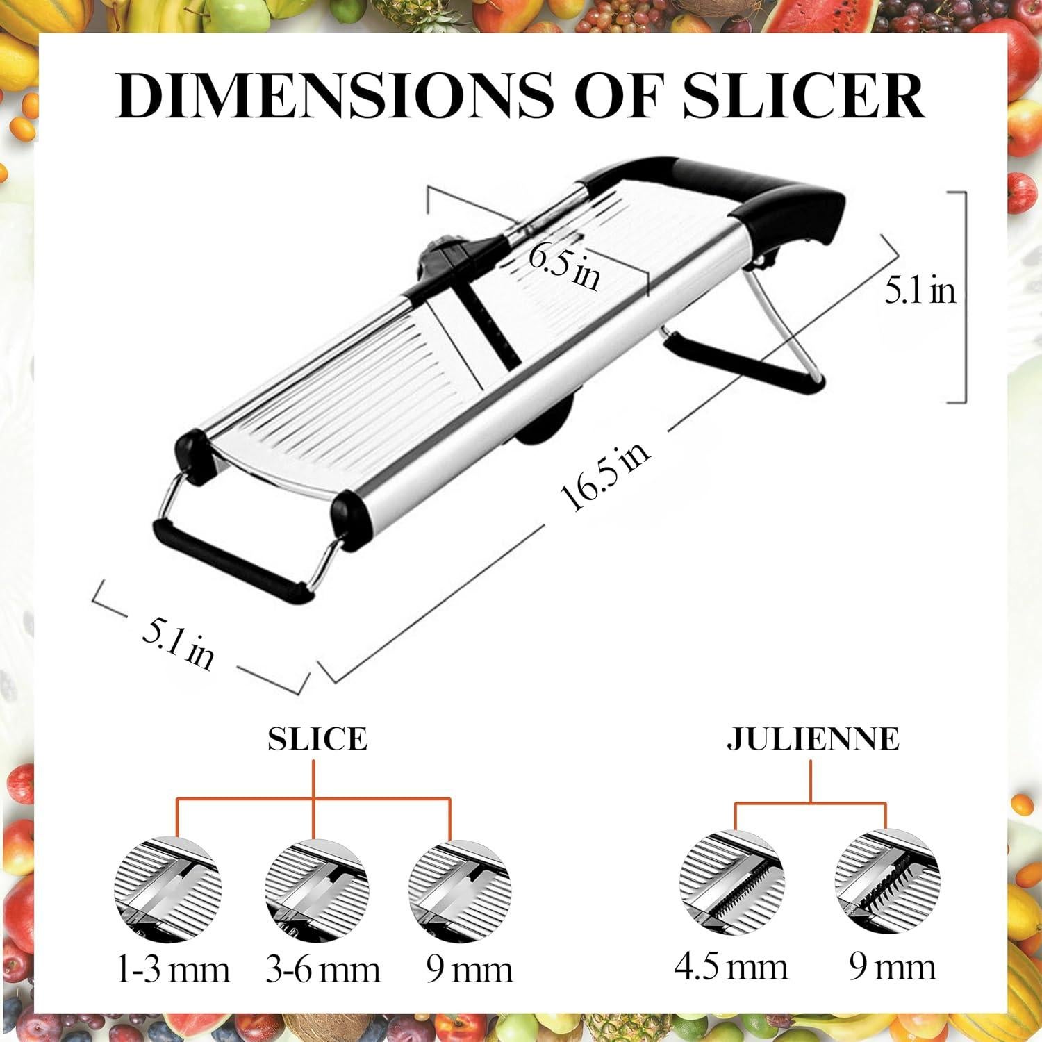 Mandolina Cortadora GROA de Acero Inoxidable Ajustable - 42 cm