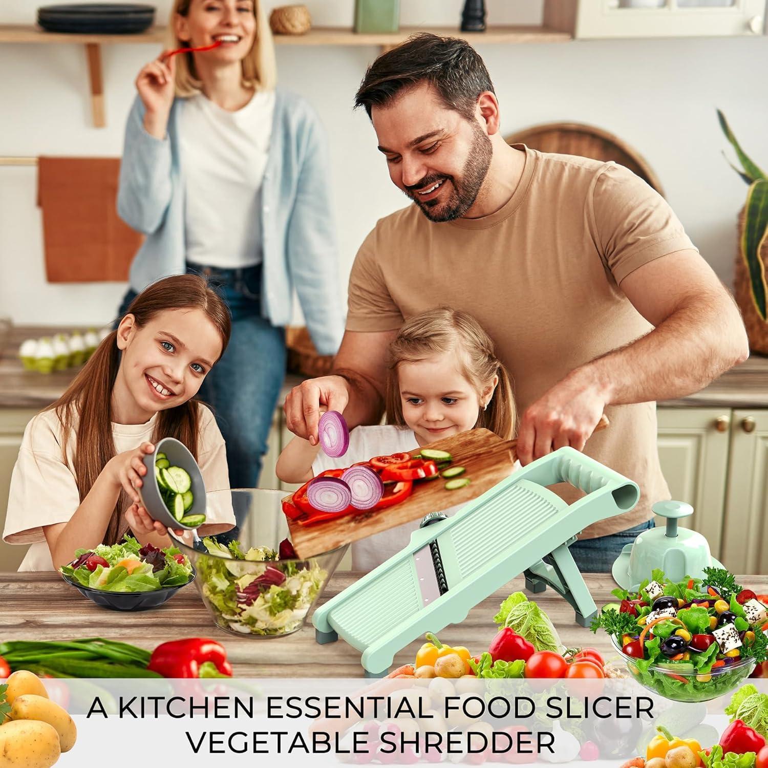 Cortador de Mandolina Ajustable FUNTOFUN 5-en-1 Acero Inoxidable