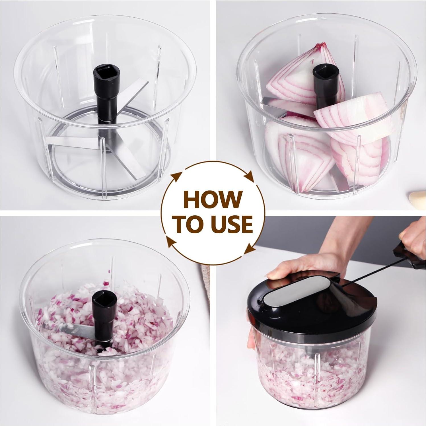 Picador de Verduras Manual LHS 1000ML Libre de BPA Negro