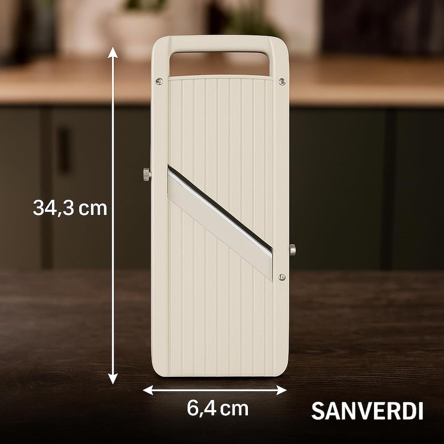 Cortador de Mandolina Manual SANVERDI 5 en 1 con Cuchillas Intercambiables