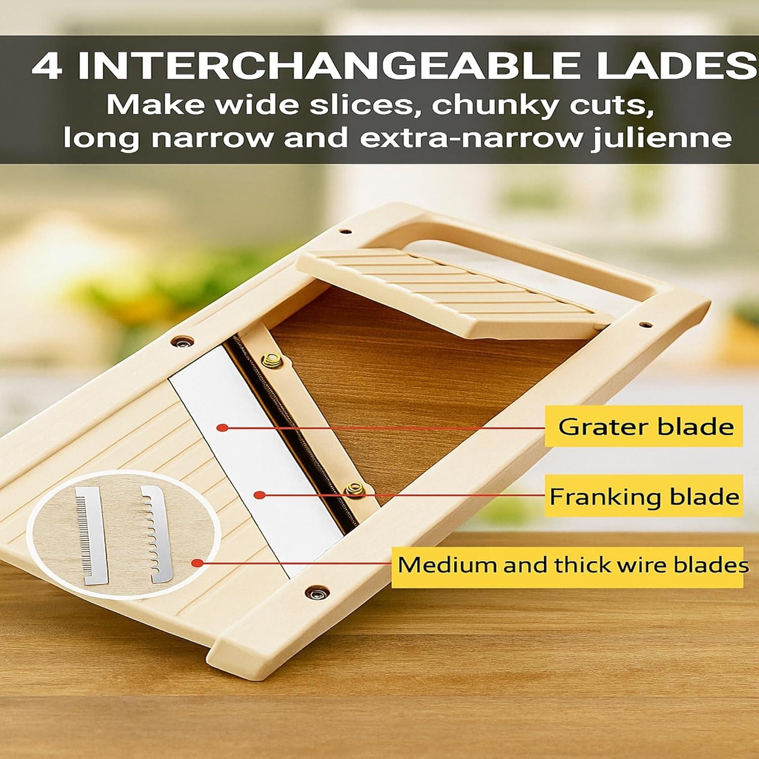 Cortador de Mandolina Manual SANVERDI 5 en 1 con Cuchillas Intercambiables