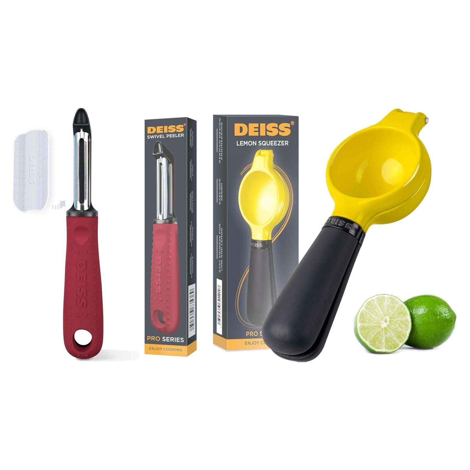 Pelador de Verduras Deiss PRO con Cabezal Giratorio y Exprimidor