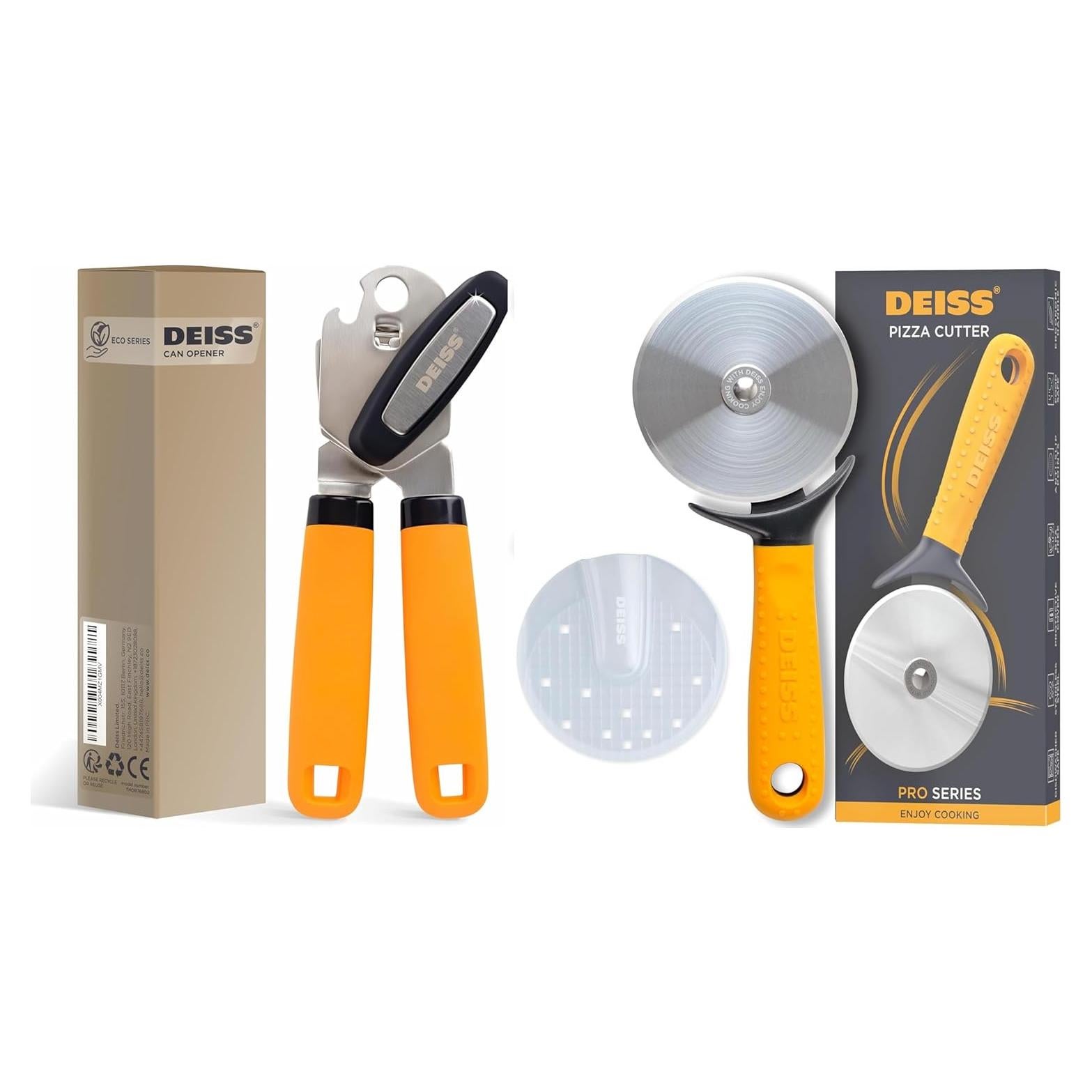 Abrelatas Deiss PRO y Cortador de Pizza de Acero Inoxidable