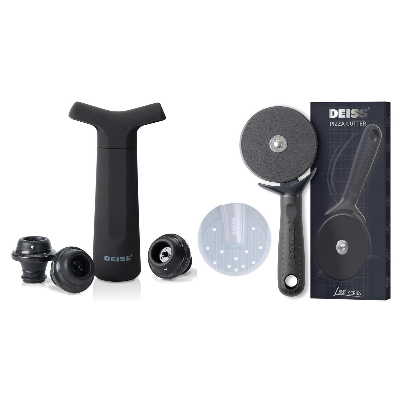 Bomba de Vacío Conservadora de Vino Deiss PRO con 3 Tapones y Cortador de Pizza