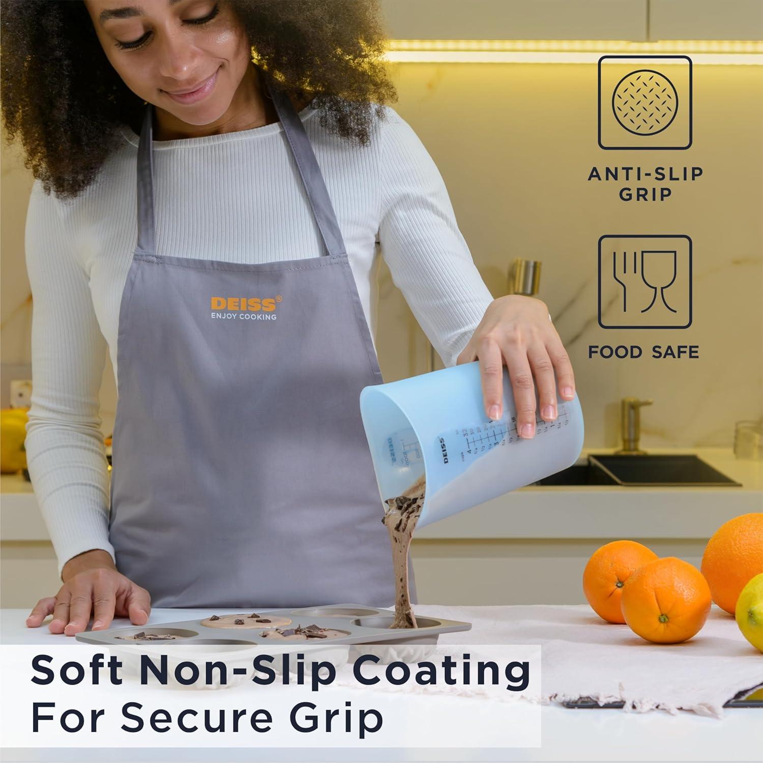 Pinzas de Cocina Deiss PRO con Puntas de Silicona y 3 Tazas Medidoras