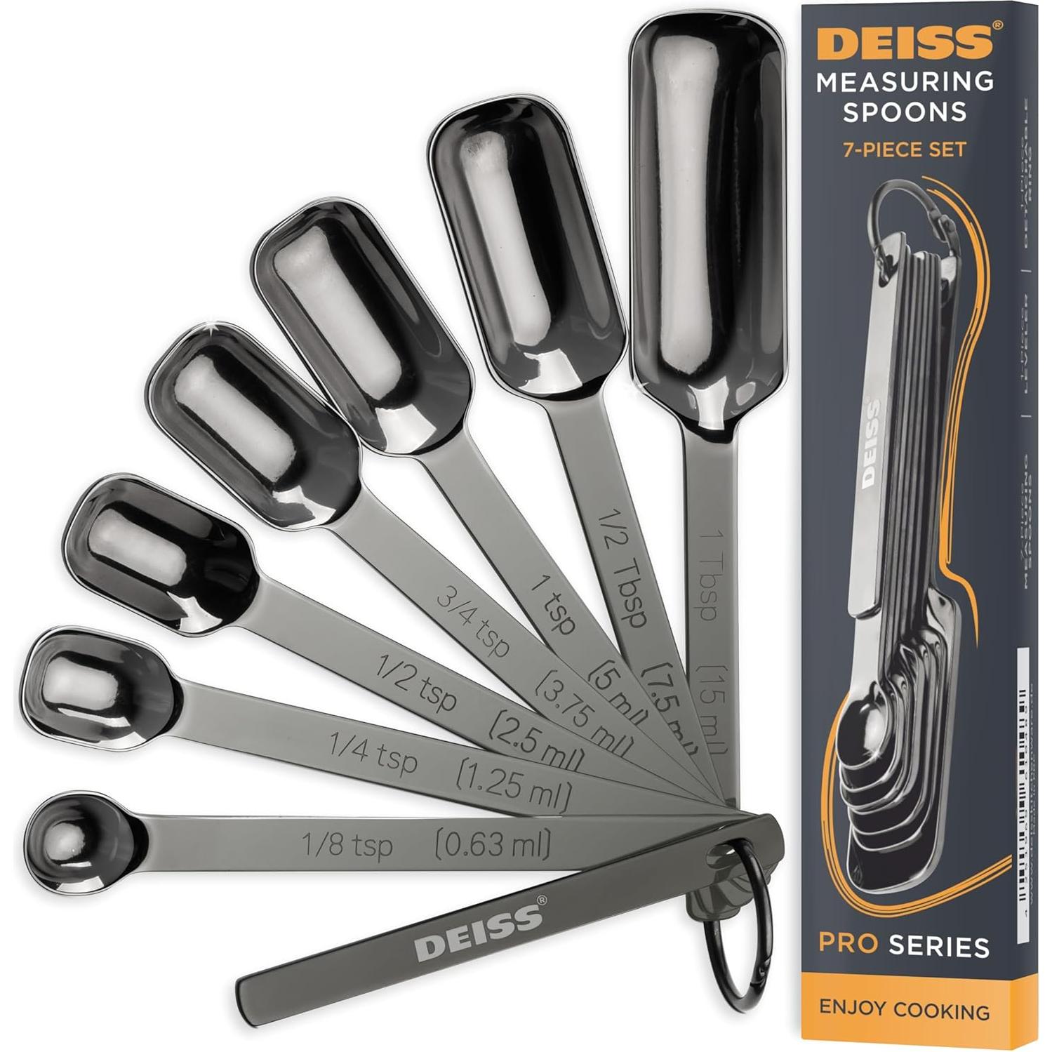 Espátula de Cocina Deiss PRO Acero Inoxidable 36.6 cm y Cucharas Medidoras