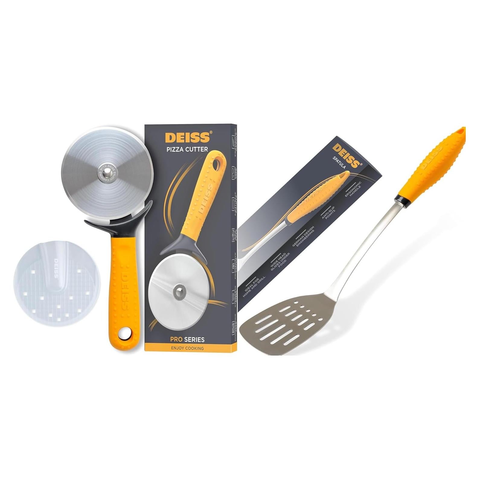 Cortador de Pizza Deiss Pro Acero Inoxidable 10 cm y Espátula 36.5 cm