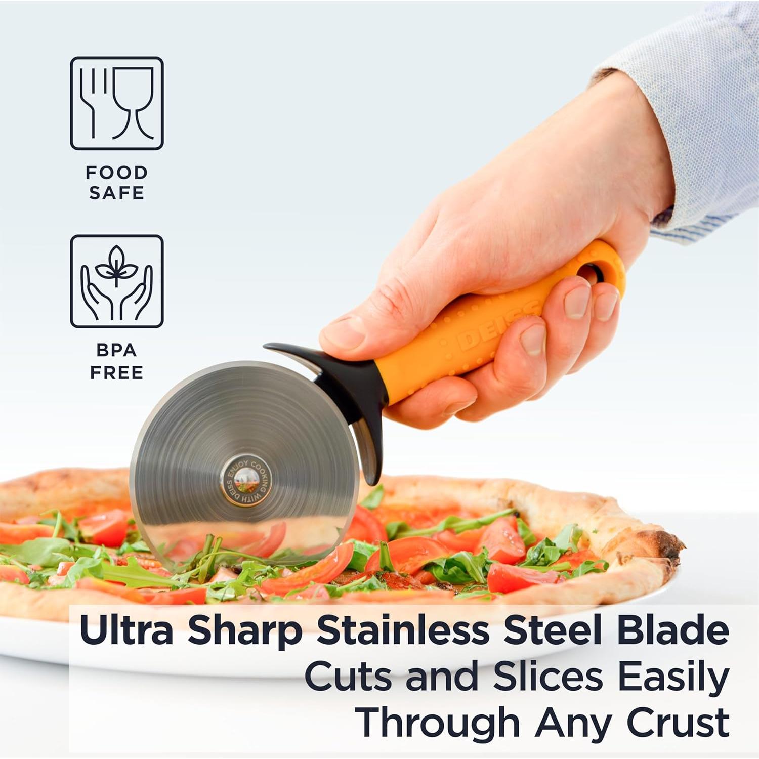 Cortador de Pizza Deiss Pro Acero Inoxidable 10 cm y Espátula 36.5 cm