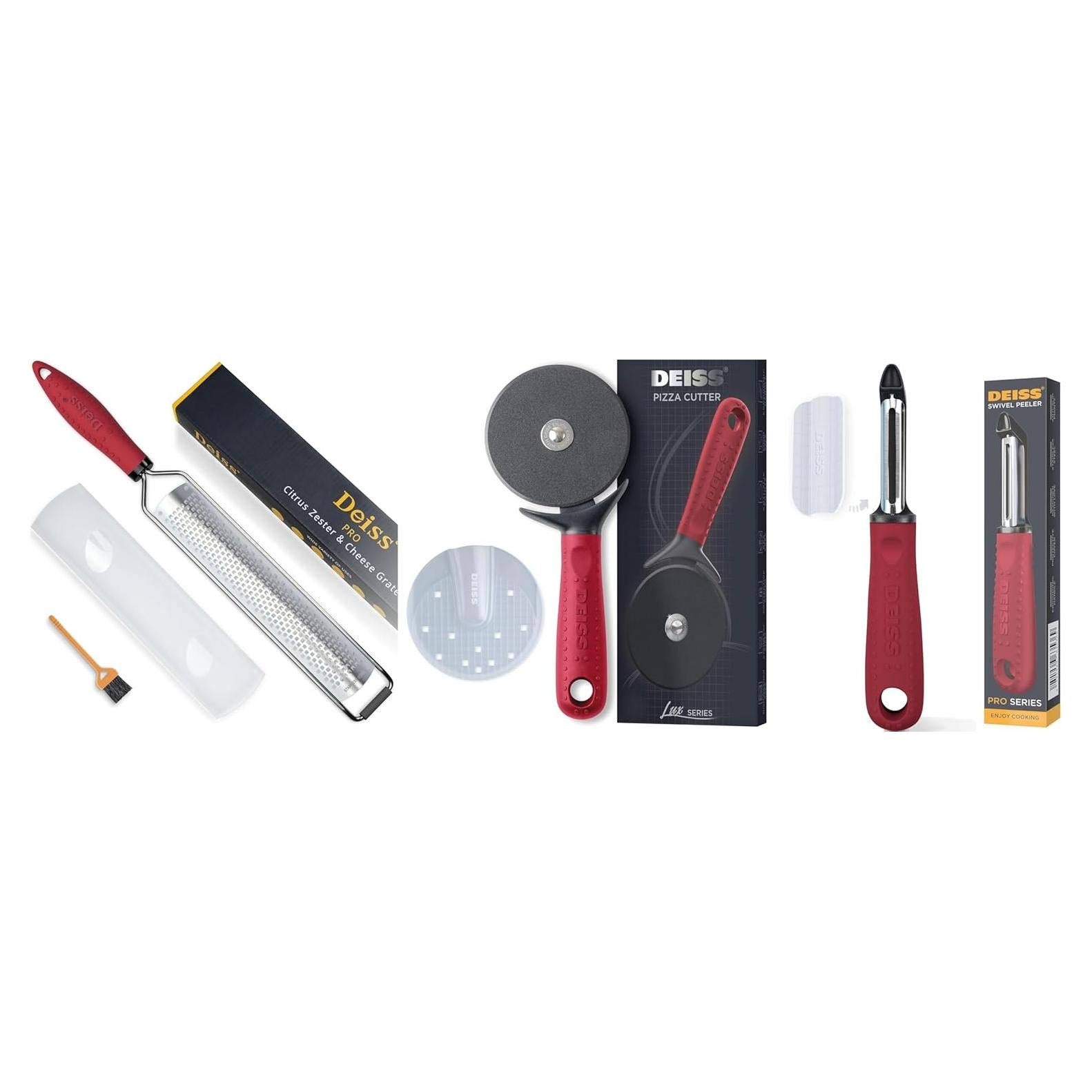 Set de Utensilios de Cocina Deiss PRO: Rallador, Pelador y Cortador de Pizza