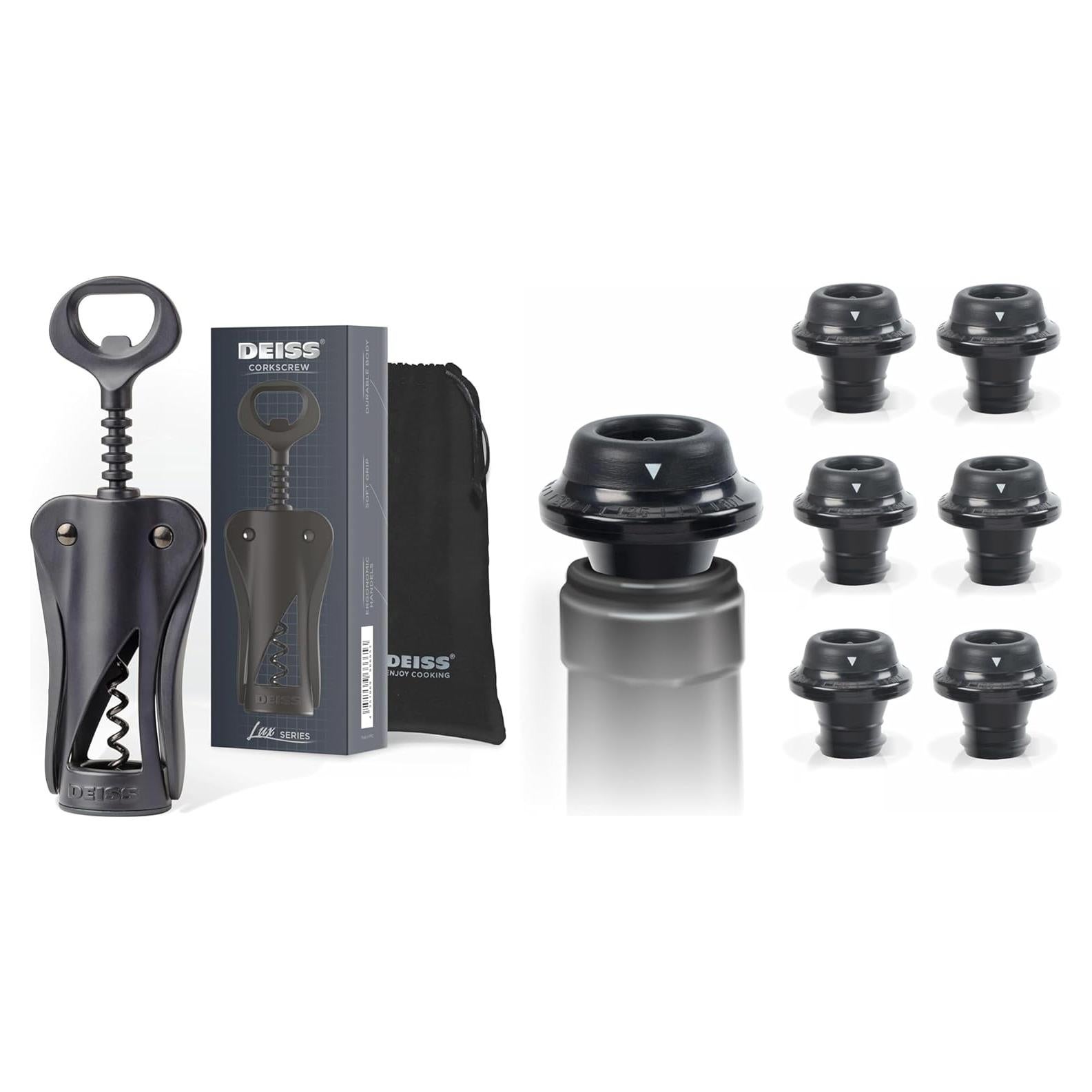 Sacacorchos de Vino Deiss LUX con Tapones de Silicona