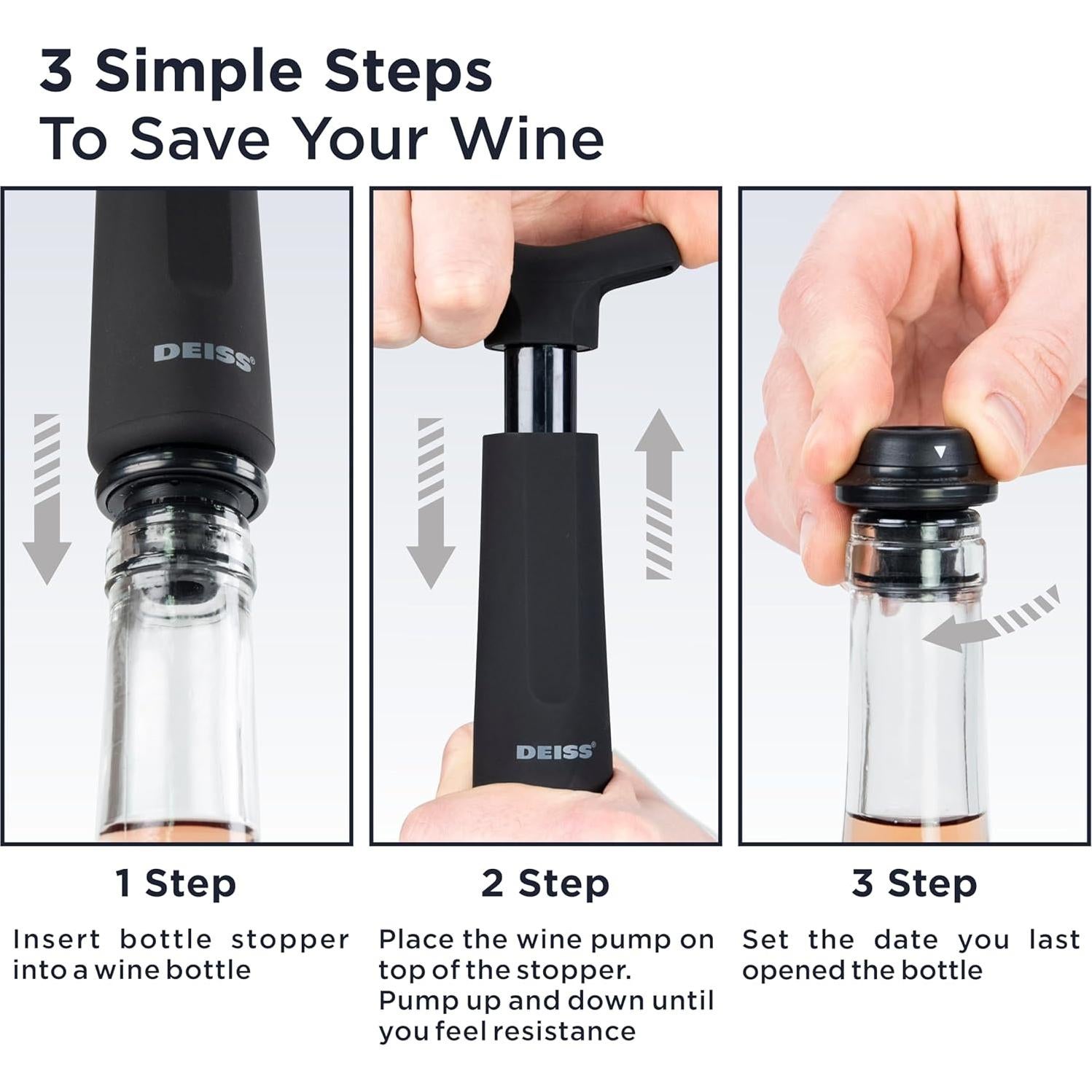 Sacacorchos de Vino Deiss LUX con Tapones de Silicona