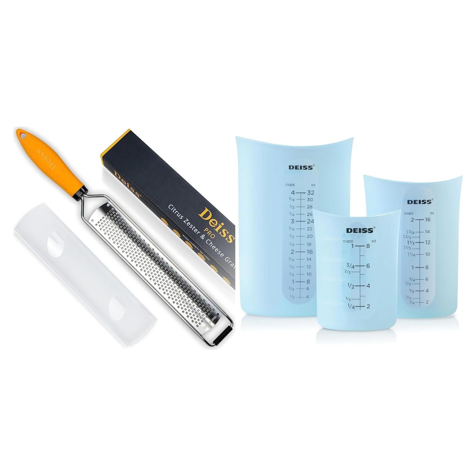 Rallador de Queso y Limón Deiss PRO + Set 3 Tazas Medidoras