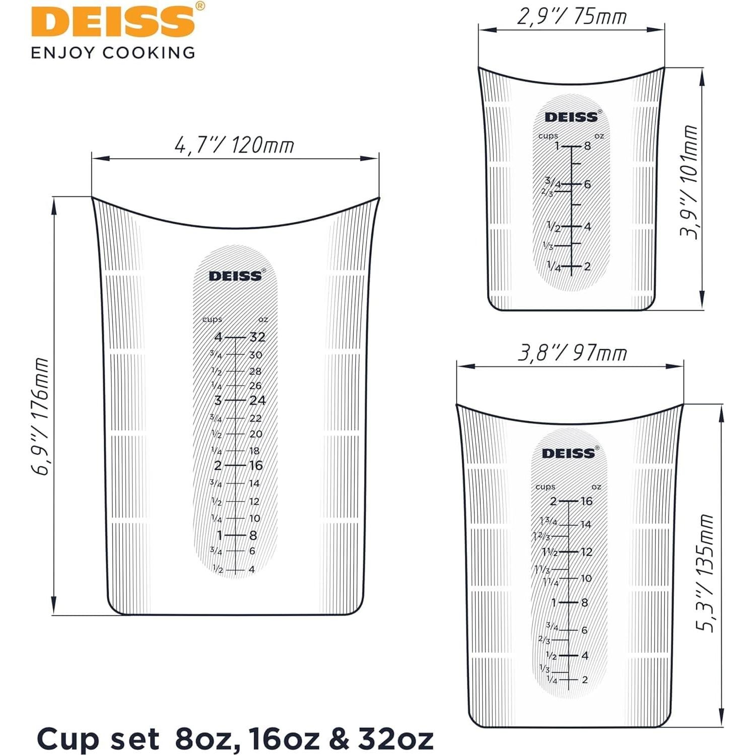 Rallador de Queso y Limón Deiss PRO + Set 3 Tazas Medidoras