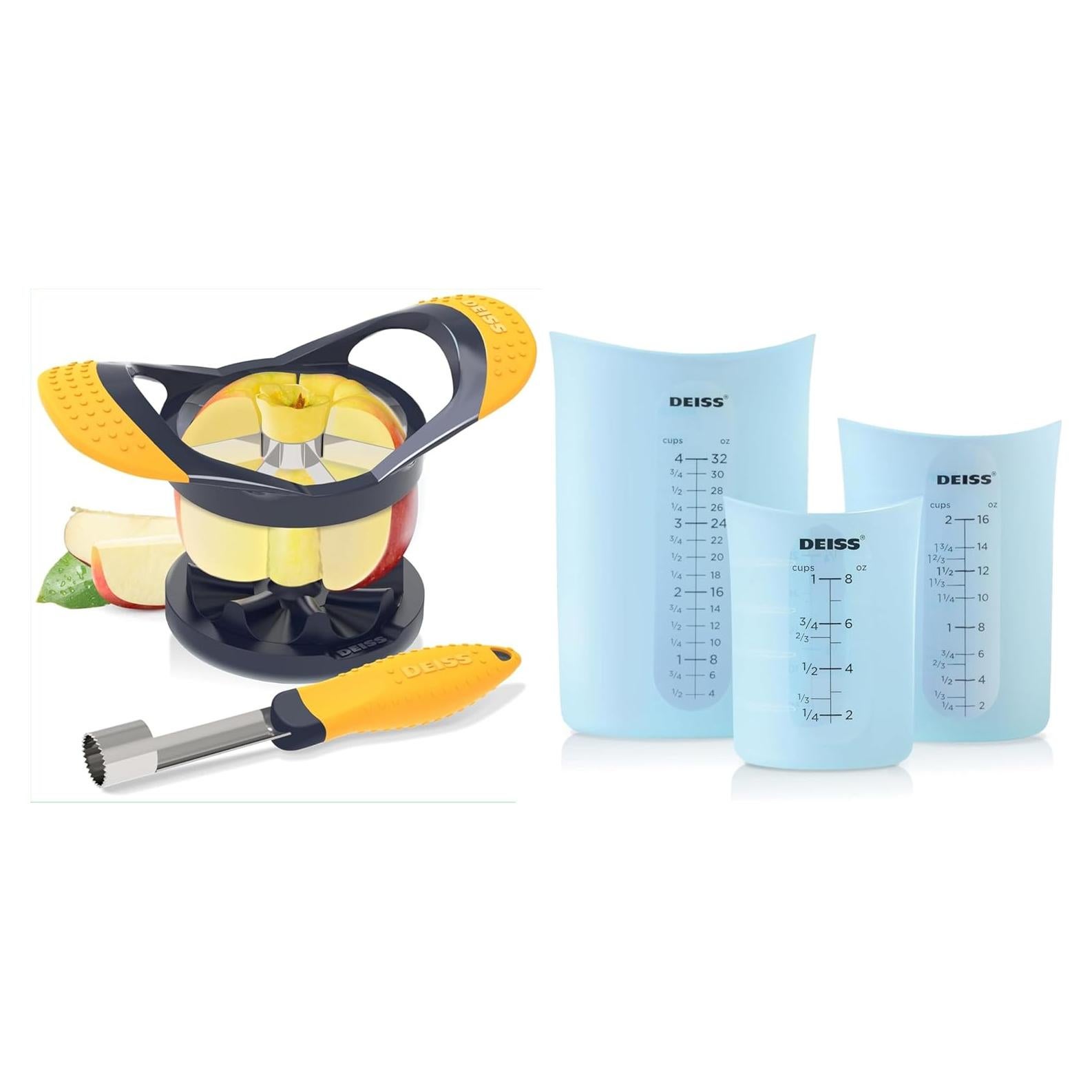 Cortador y Quita Corazón de Manzana Deiss PRO + 3 Tazas Medidoras