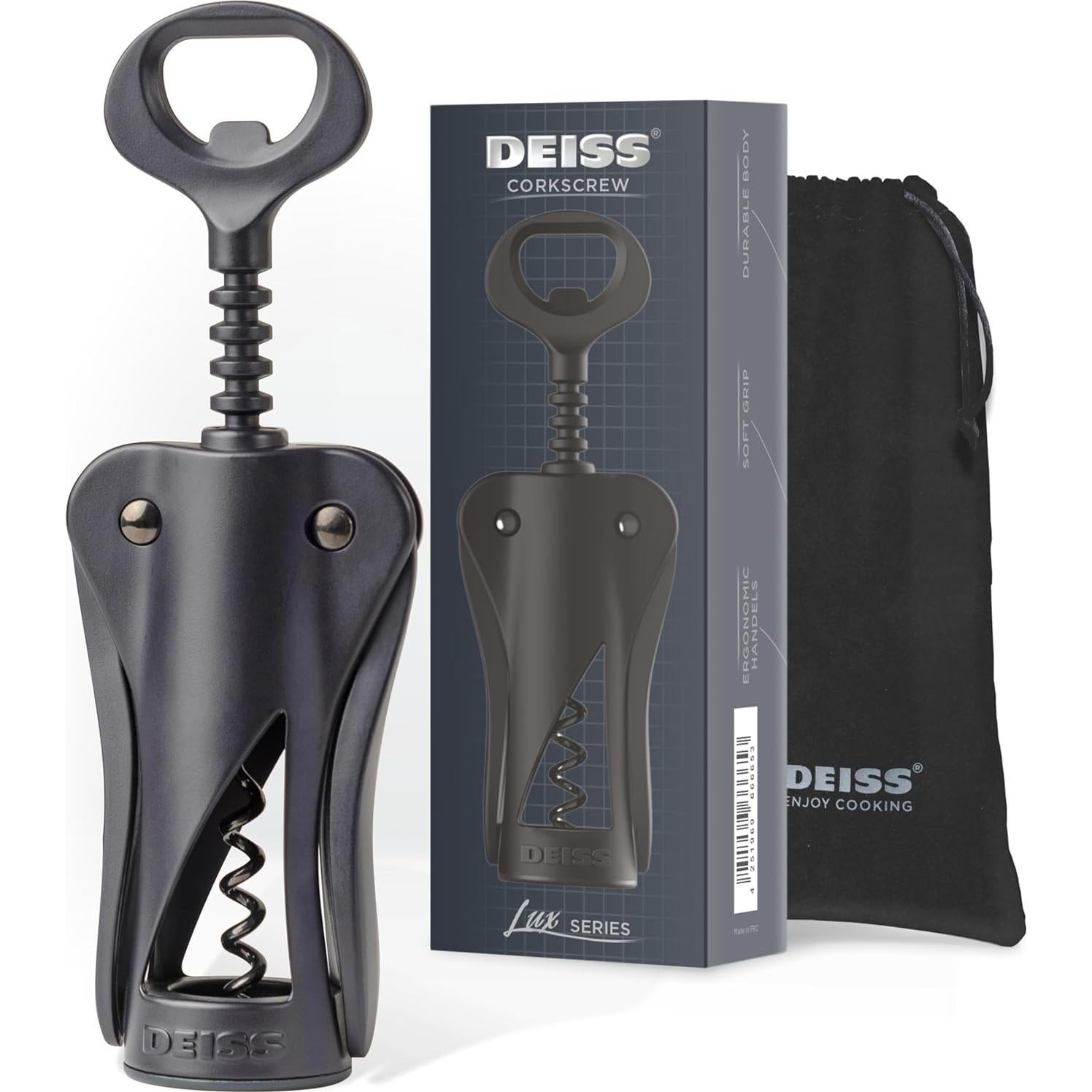 Rallador Fino Deiss LUX de Acero Inoxidable y Sacacorchos