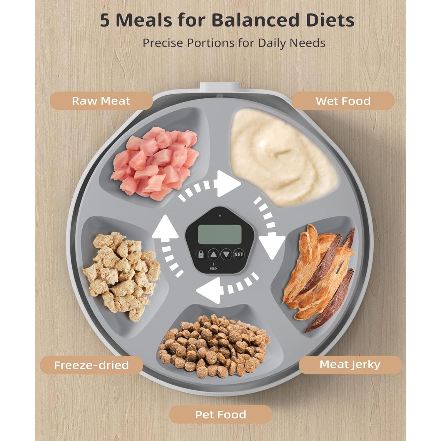 Dispensador Automático de Comida para Gatos Supersuki 5 Comidas