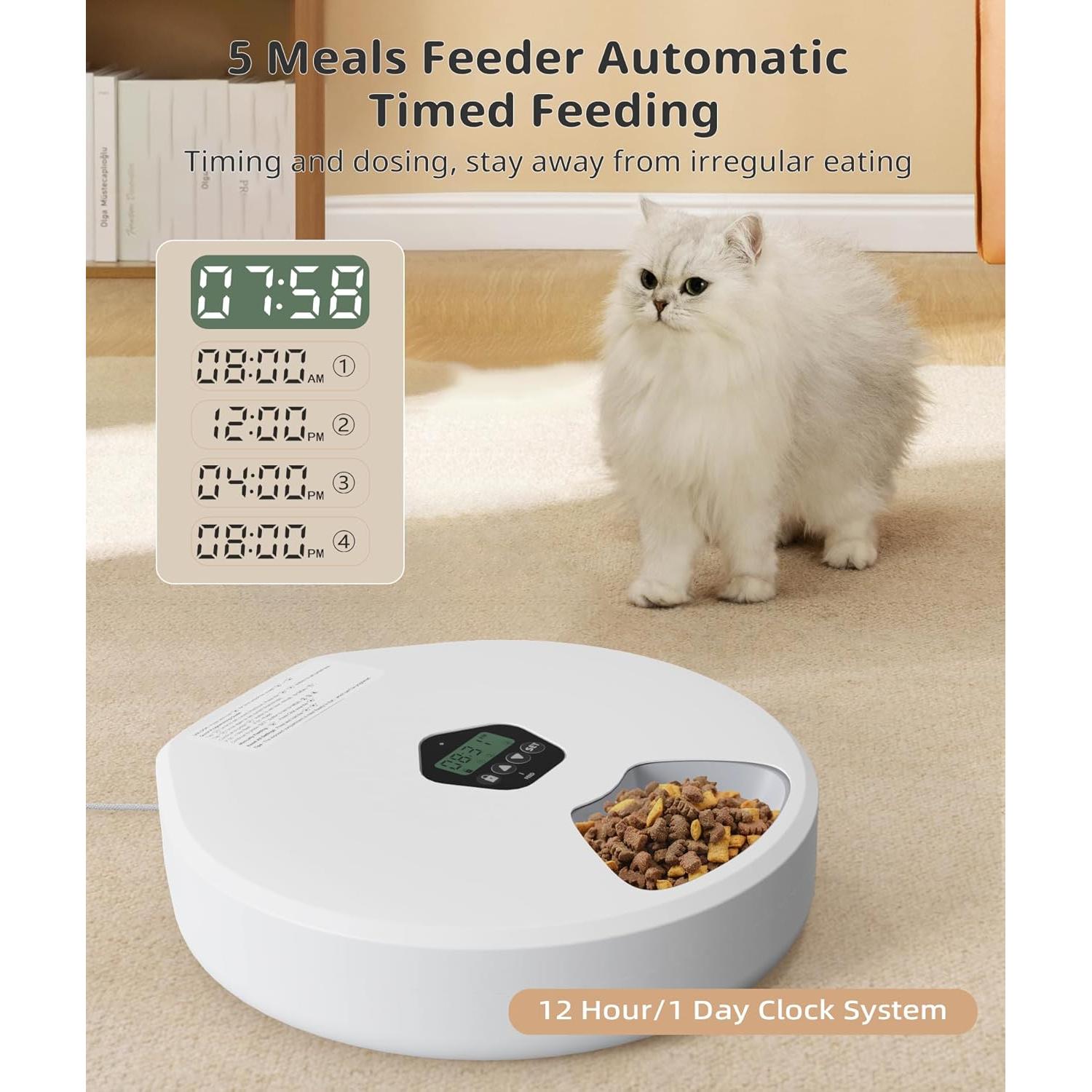 Dispensador Automático de Comida para Gatos Supersuki 5 Comidas