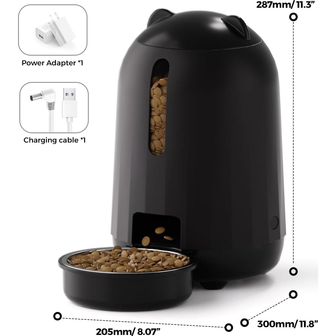 Comedero Automático PAPIFEED 3L con Control por App - Negro