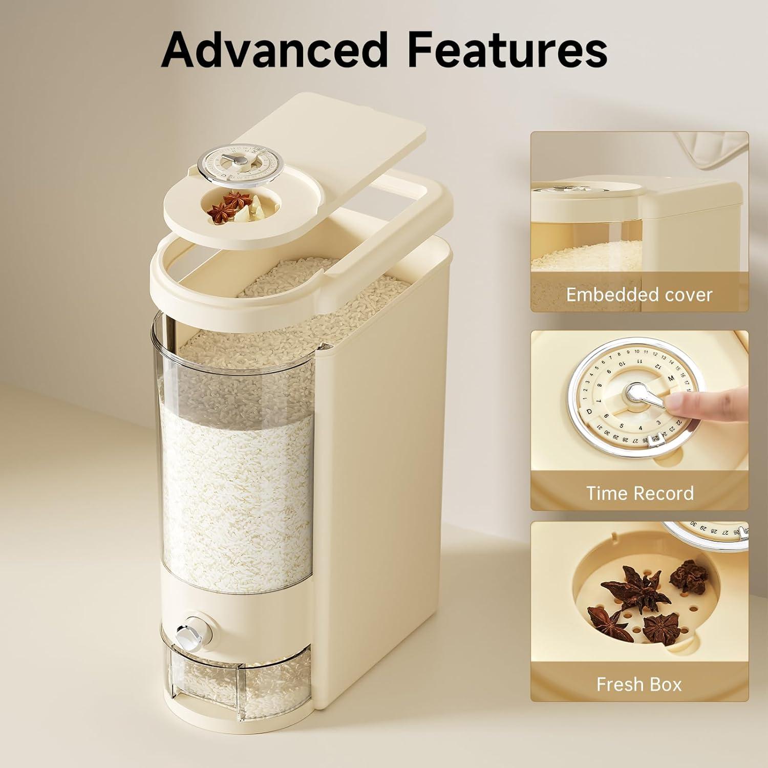 Dispensador de Arroz UFORU 20 lbs A Prueba de Humedad y Plagas