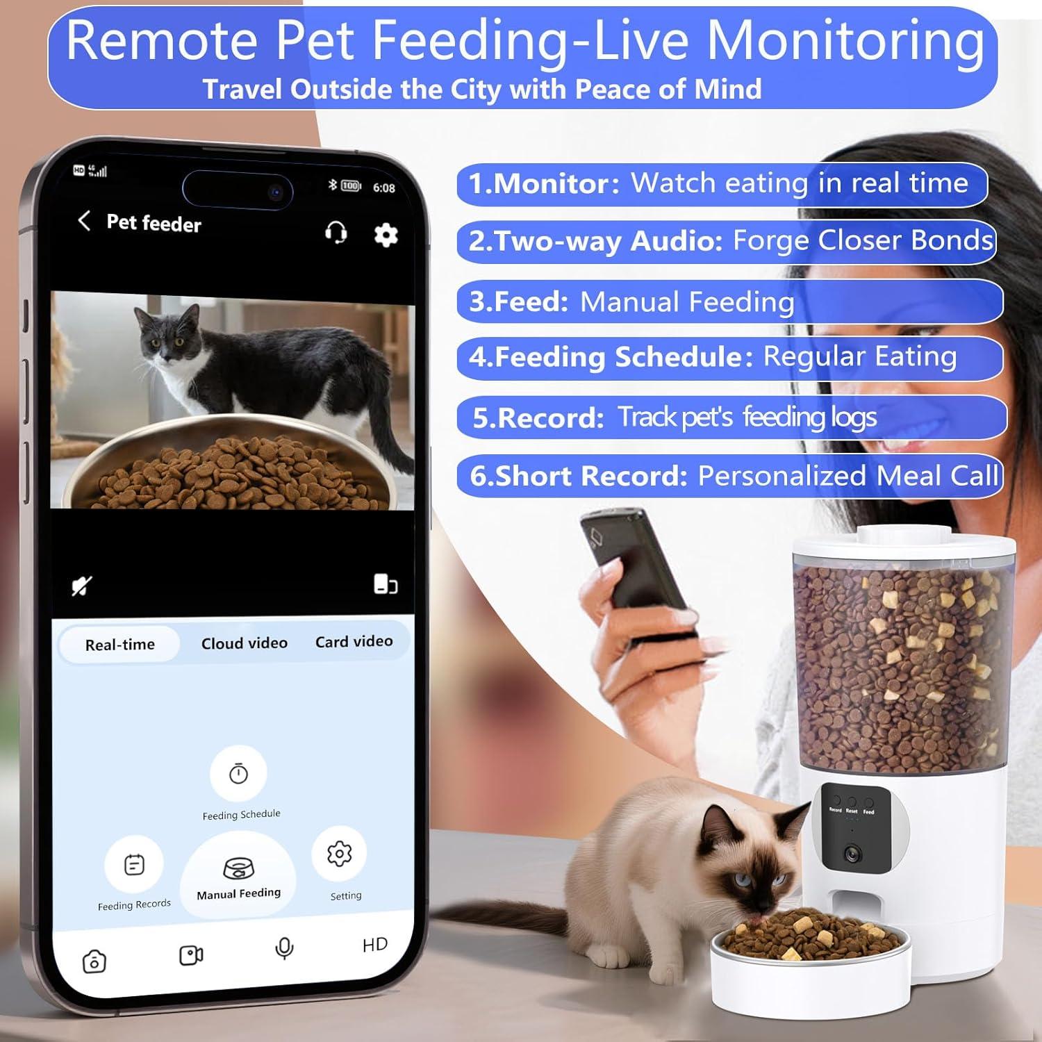 Comedero Automático GAHOGA 6.5L con Cámara 1080P y App