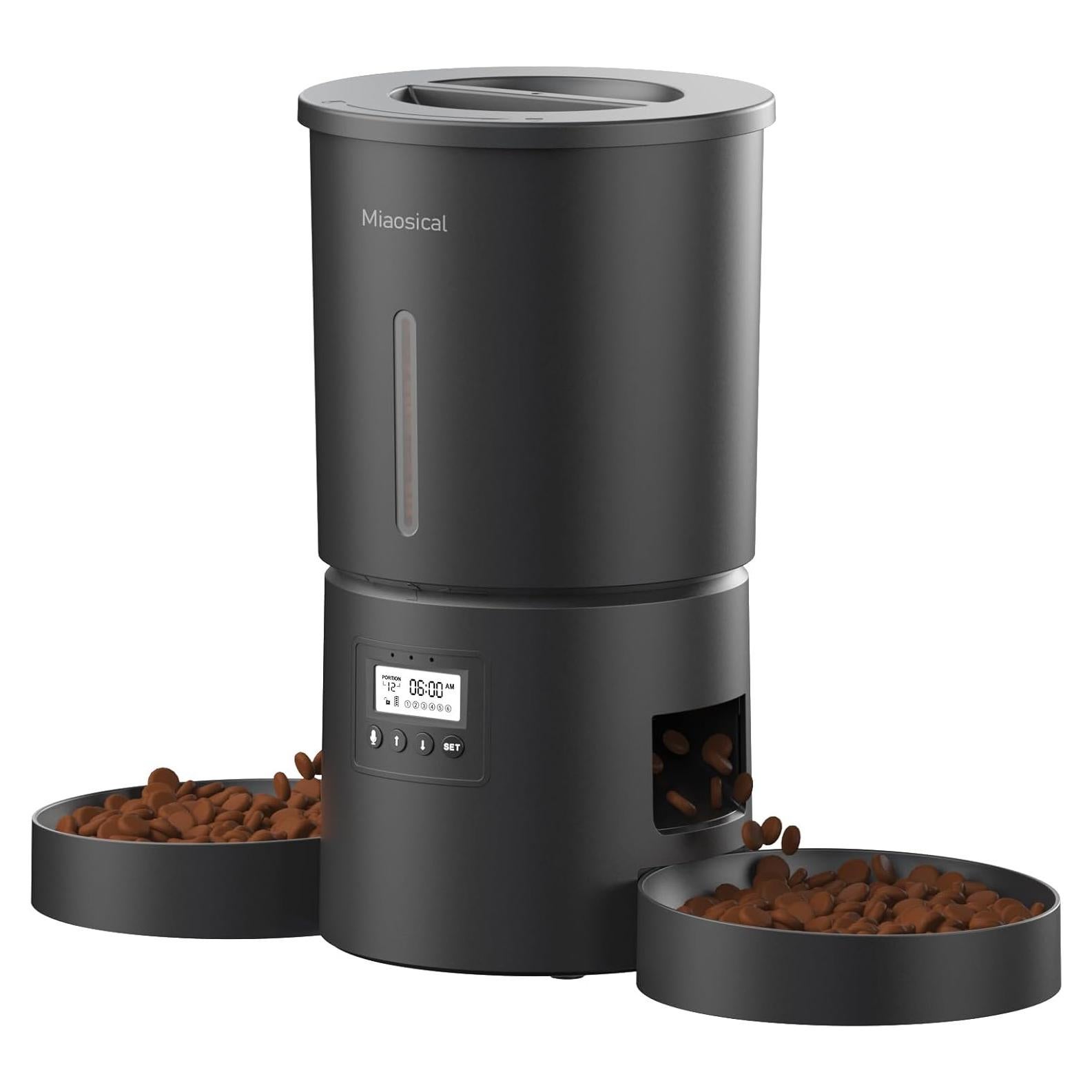 Comedero Automático Doble para Gatos Miaosical 4.2L Negro