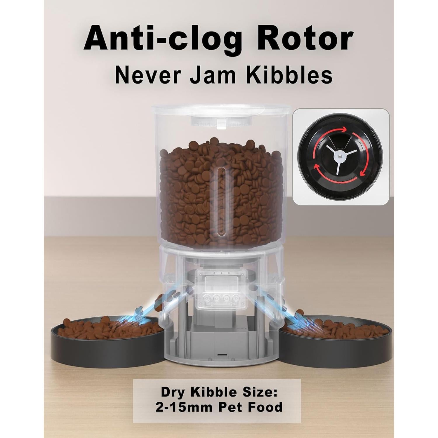 Comedero Automático Doble para Gatos Miaosical 4.2L Negro