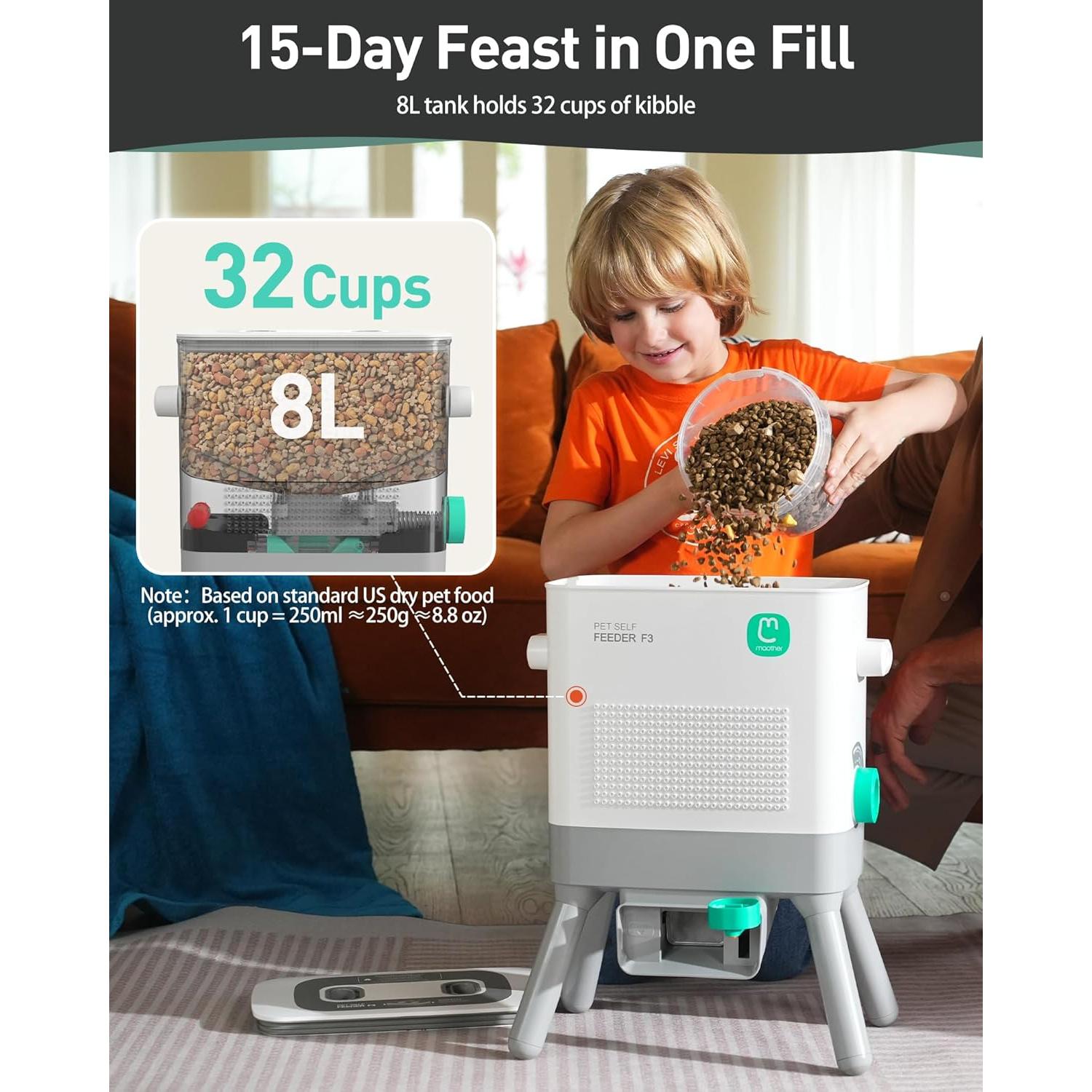 Dispensador Automático de Comida para Mascotas Maother 8L