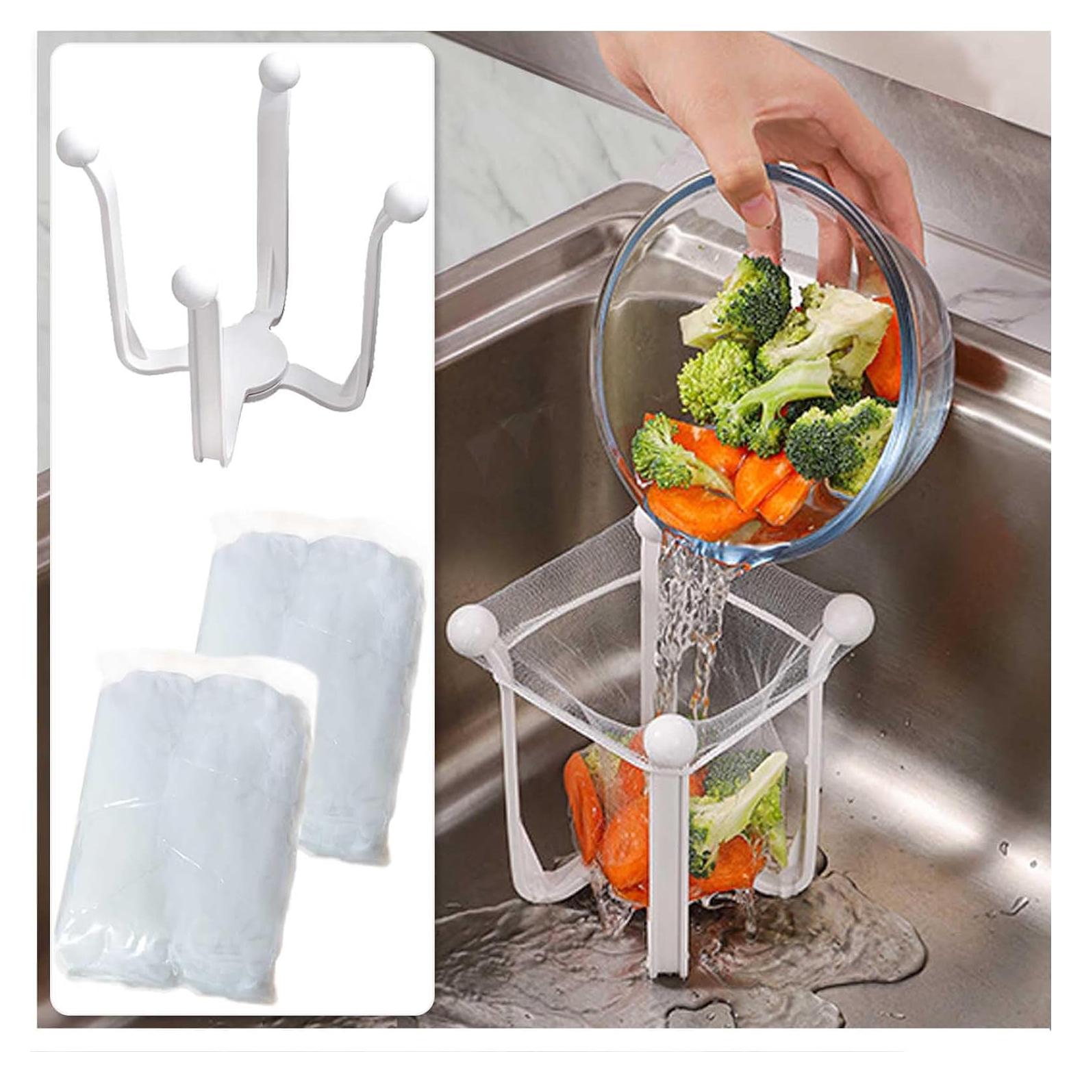 Colador de Fregadero ONVIPSTOO Plegable con 100 Bolsas de Malla