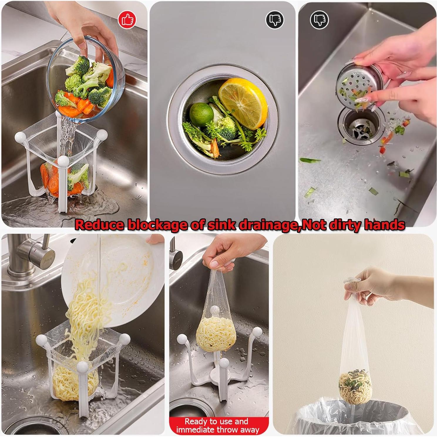 Colador de Fregadero ONVIPSTOO Plegable con 100 Bolsas de Malla