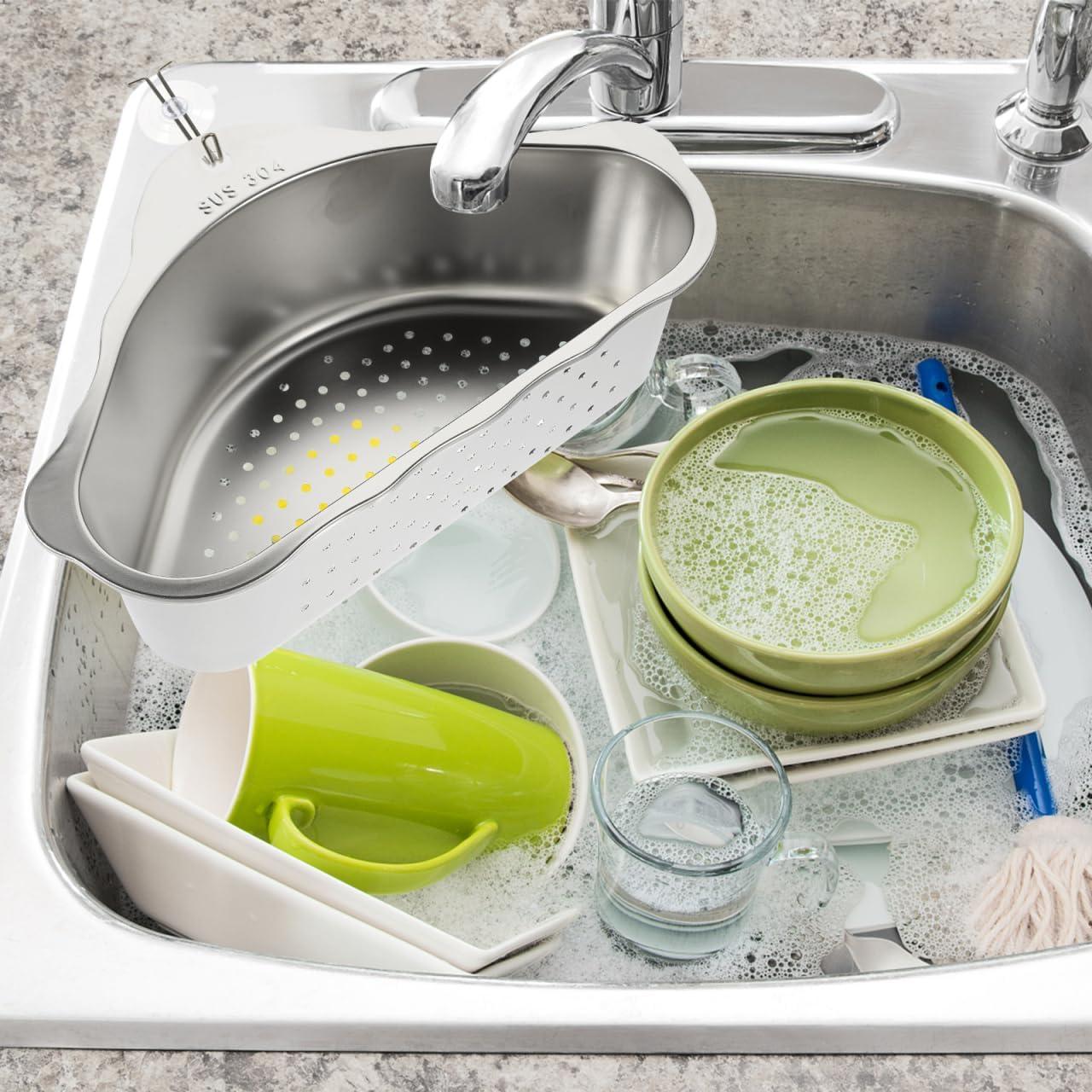 Colador de Fregadero en Esquina Acero Inoxidable 24.5x15.5cm