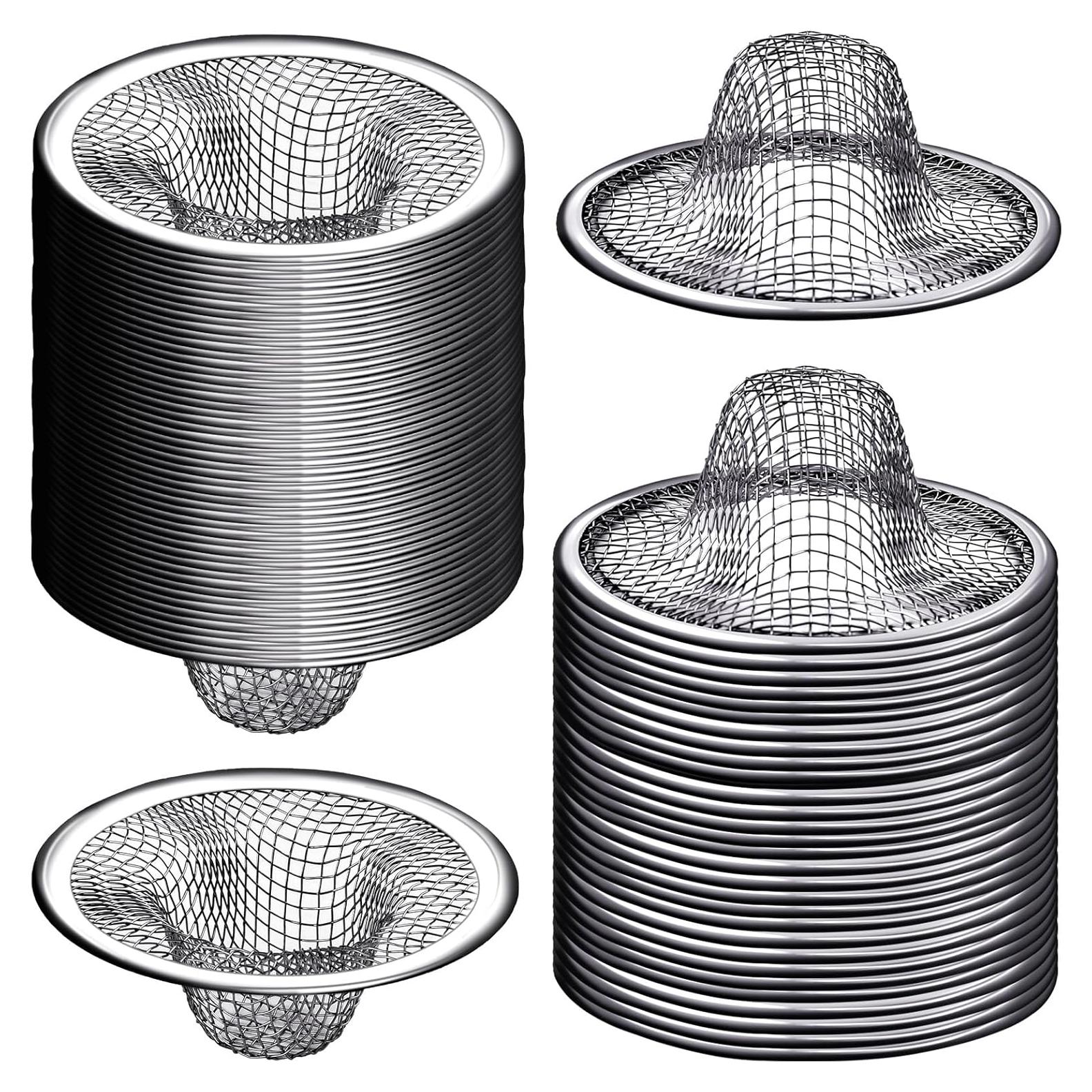 Paquete de 100 coladores de desagüe Boocalny 5.08 cm acero inoxidable