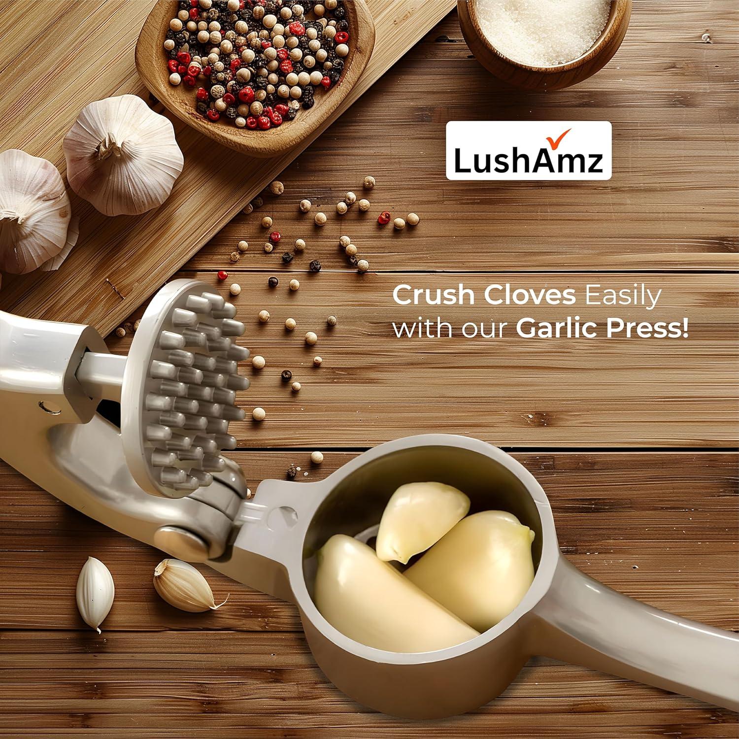 Prensa de Ajo LushAmz de Acero Inoxidable Apta para Lavavajillas