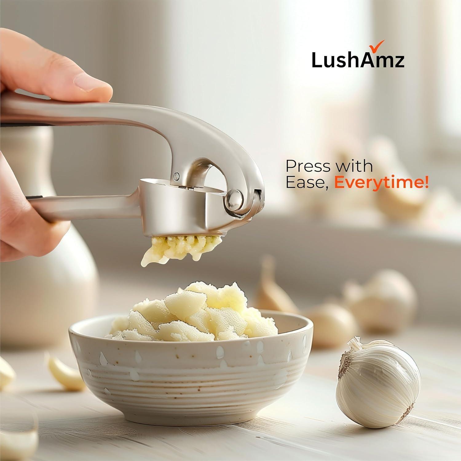 Prensa de Ajo LushAmz de Acero Inoxidable Apta para Lavavajillas