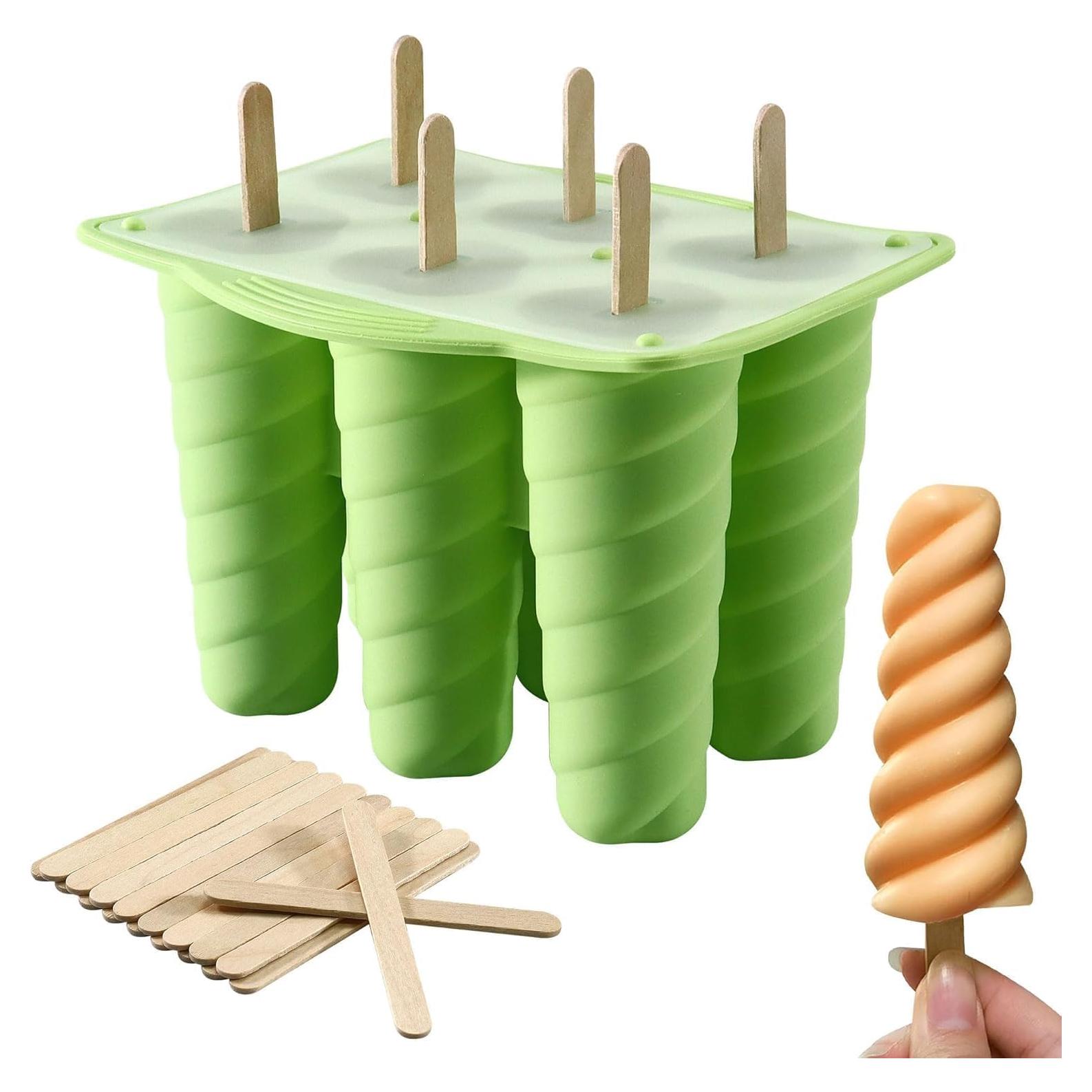 Molde de Paletas de Silicona AUDFA 6 Cavidades con 20 Palitos