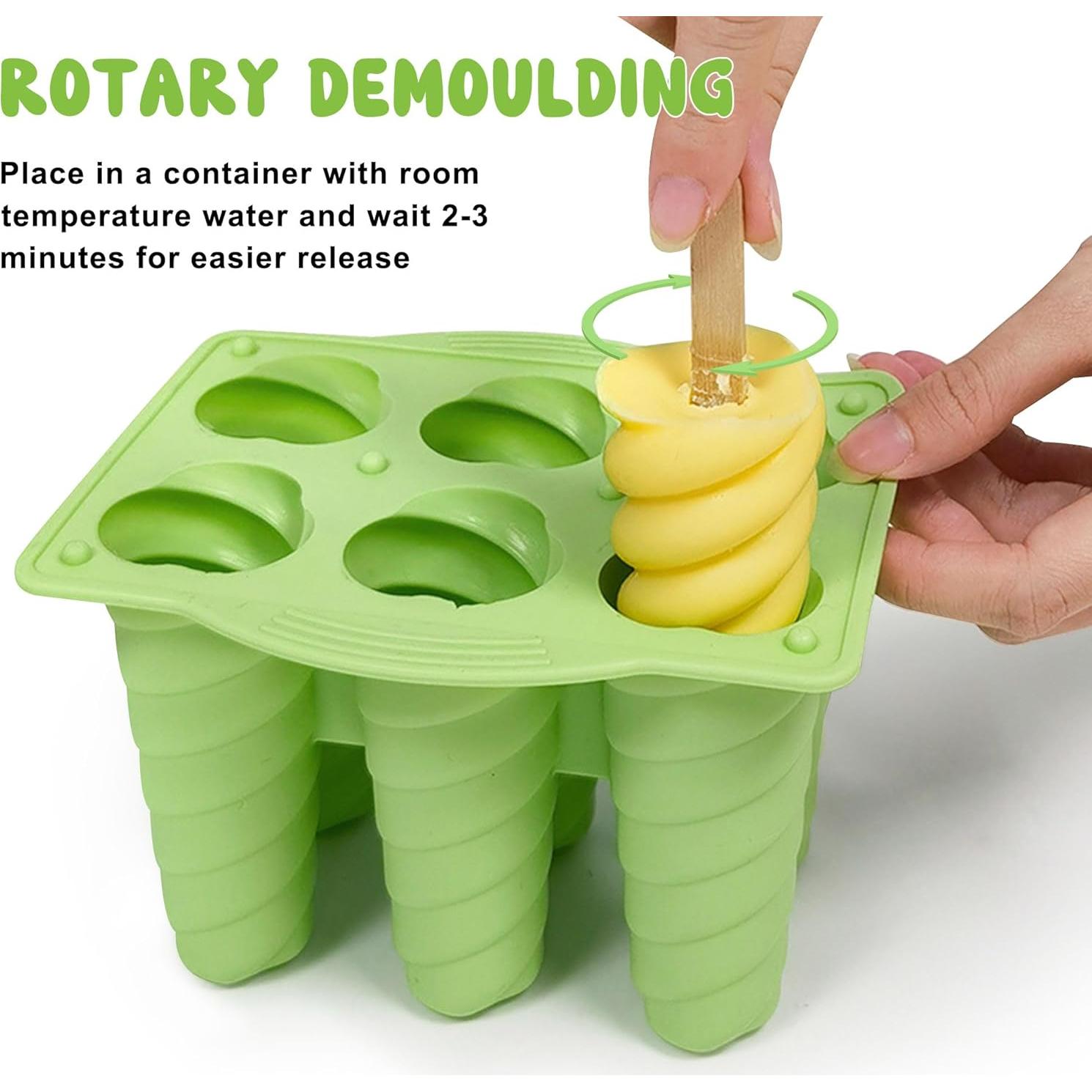 Molde de Paletas de Silicona AUDFA 6 Cavidades con 20 Palitos