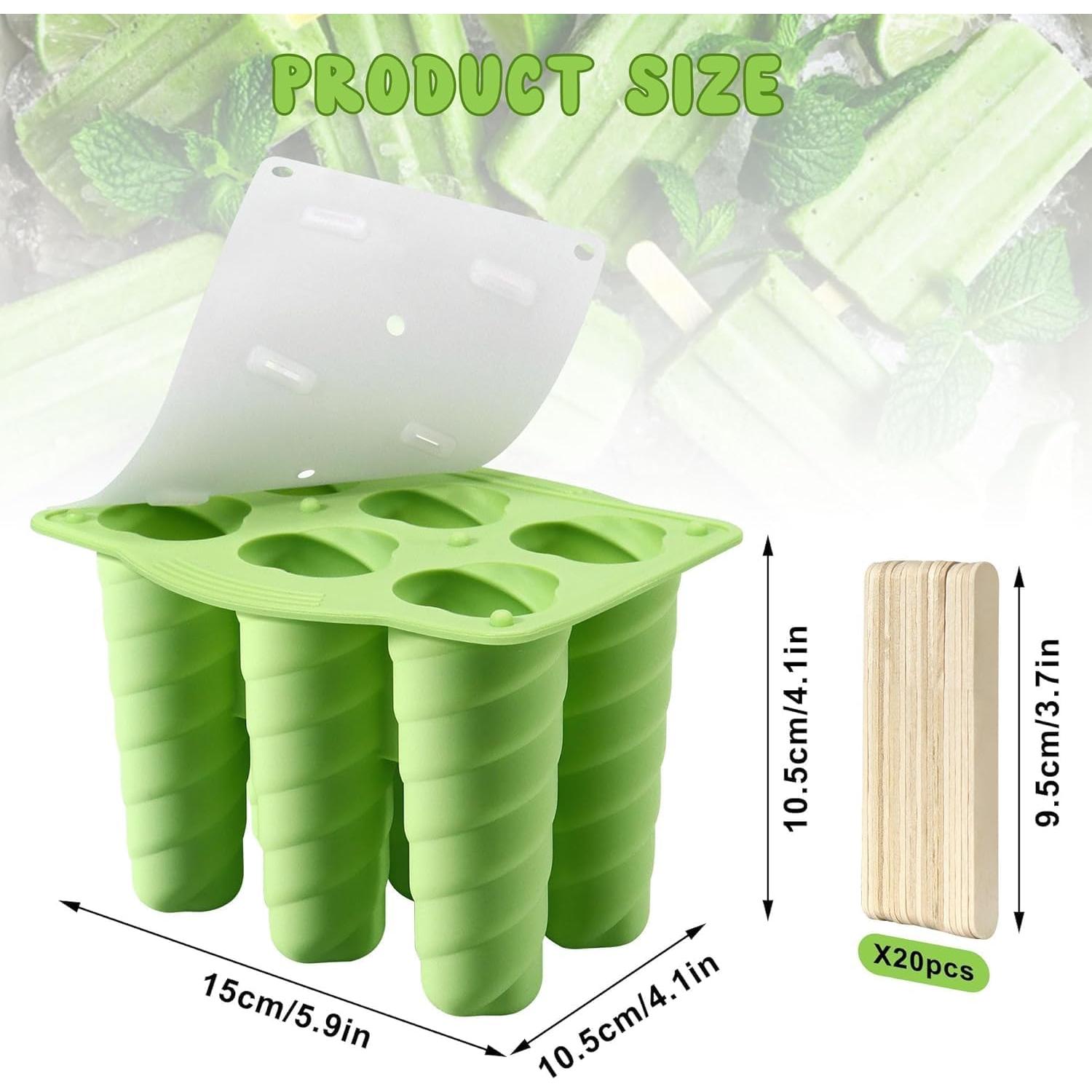 Molde de Paletas de Silicona AUDFA 6 Cavidades con 20 Palitos