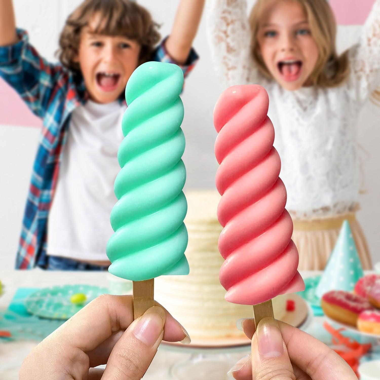 Molde de Paletas de Silicona AUDFA 6 Cavidades con 20 Palitos