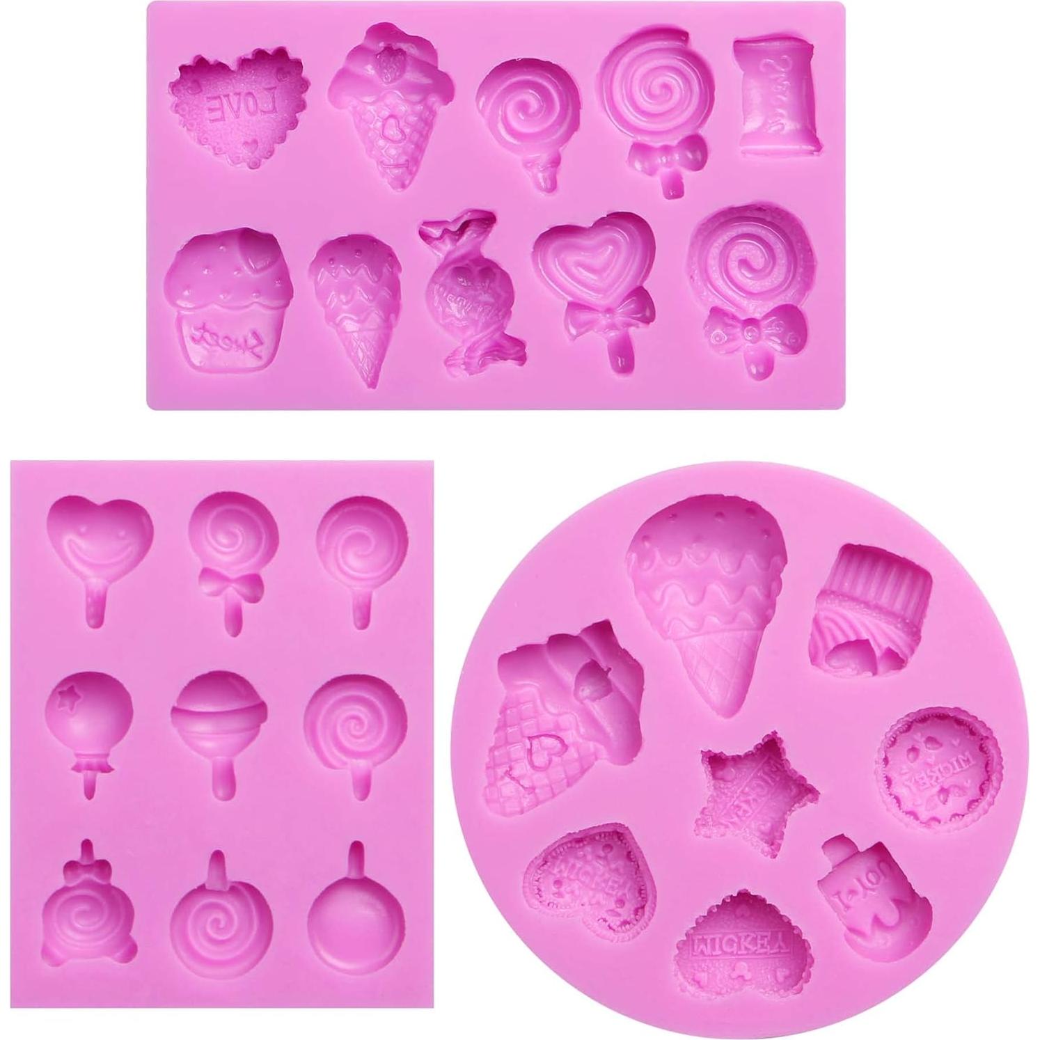 Moldes de Fondant de Silicona Acvcatto para Helado - 3 Piezas