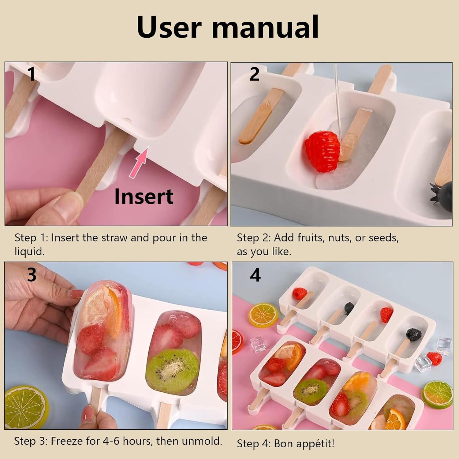 Juego de Moldes para Paletas Ouddy Life 2 Silicona 8 Cavidades