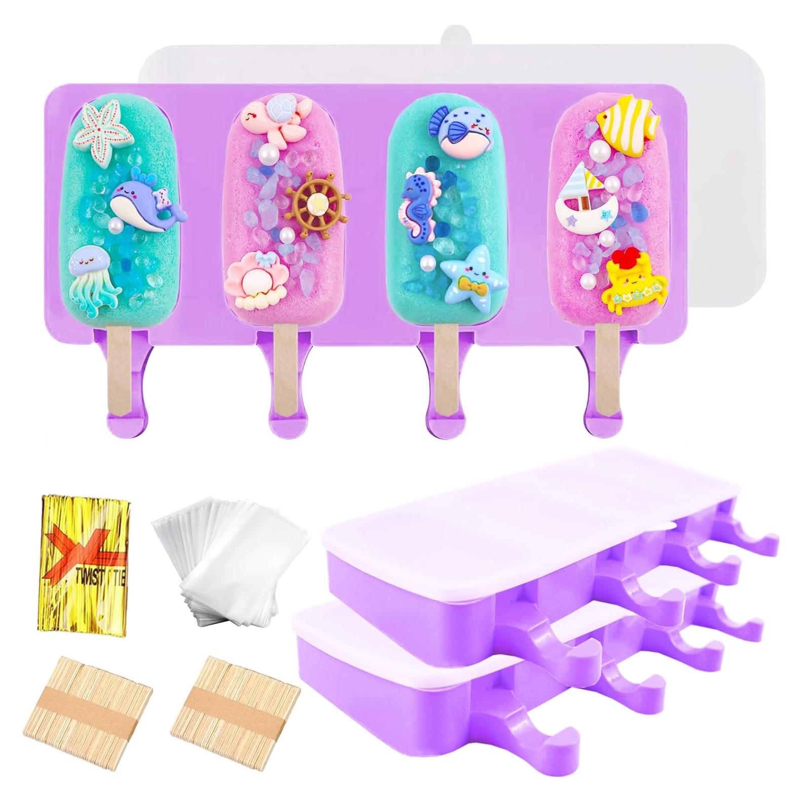 Moldes de Silicona para Paletas Grandes WKNGM Morado 3 Piezas