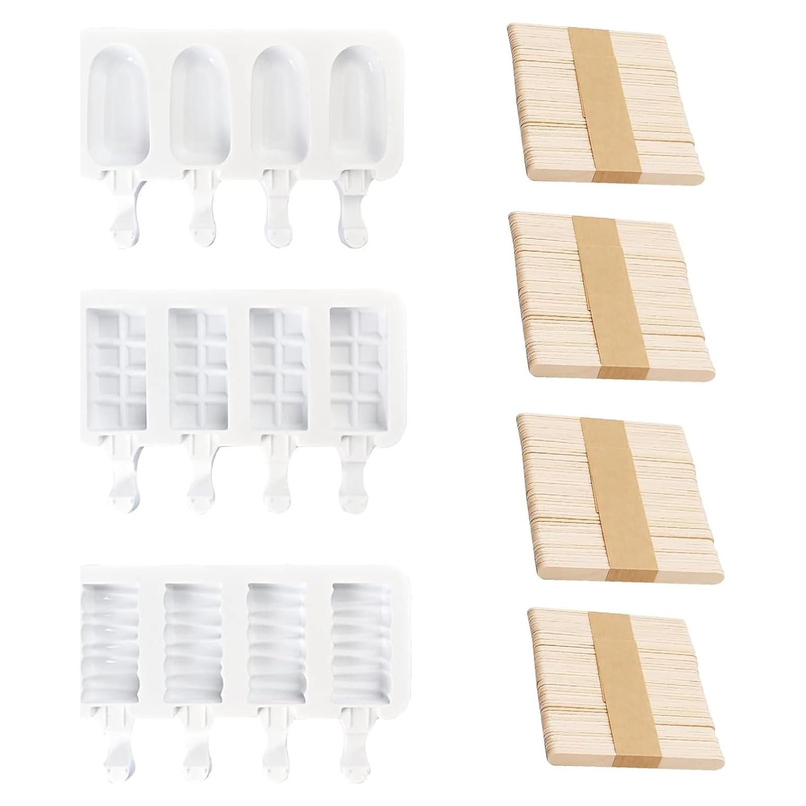 Juego de Moldes para Paletas ZORYNTH - 3 Silicona + 200 Palitos