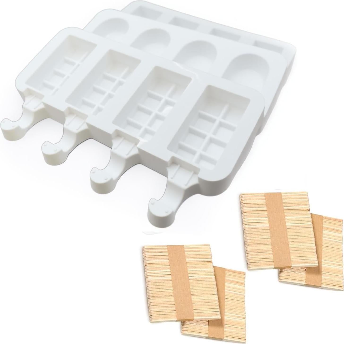 Juego de Moldes para Paletas ZORYNTH - 3 Silicona + 200 Palitos