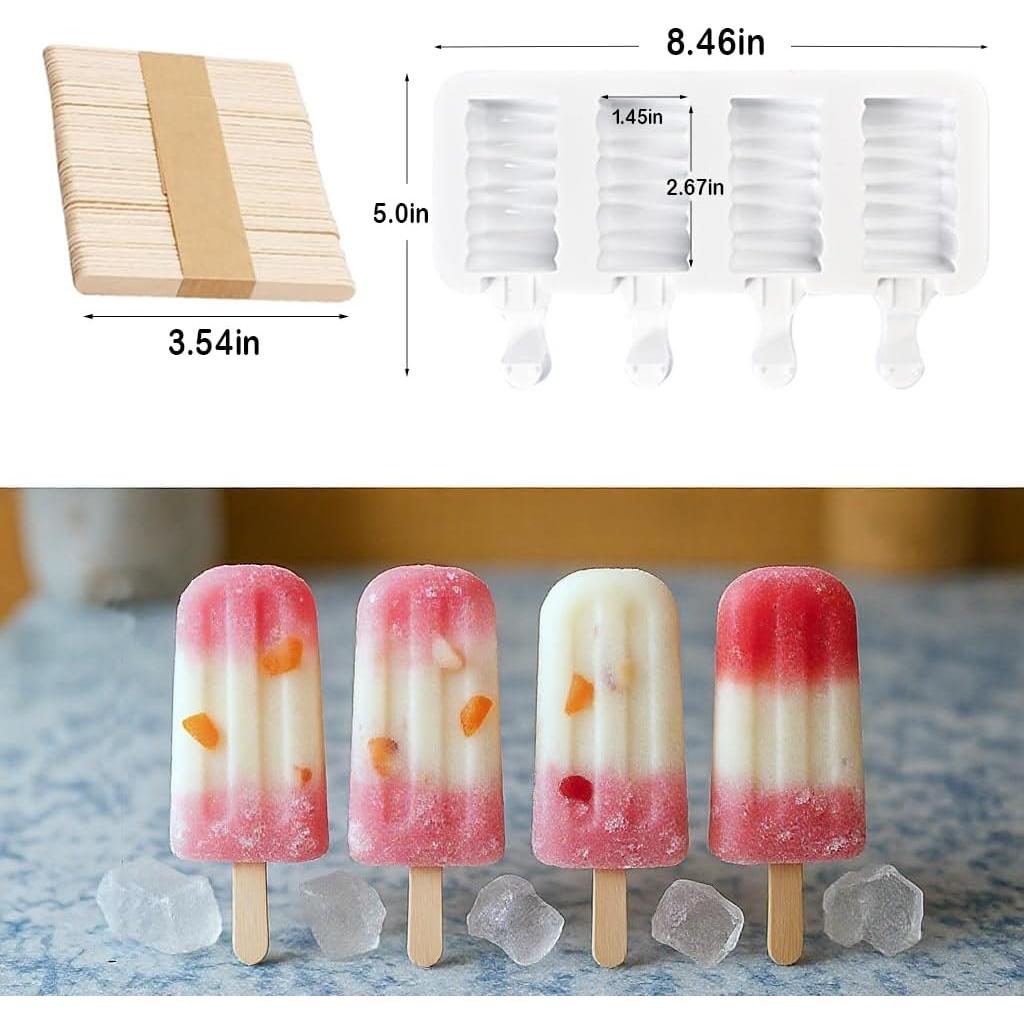 Juego de Moldes para Paletas ZORYNTH - 3 Silicona + 200 Palitos