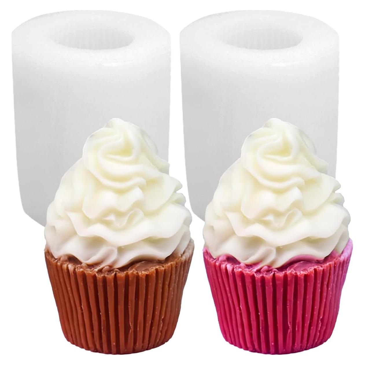 Molde de Jabón Silicona Cupcake 2 Piezas AddLotLot 6.6x5.2cm
