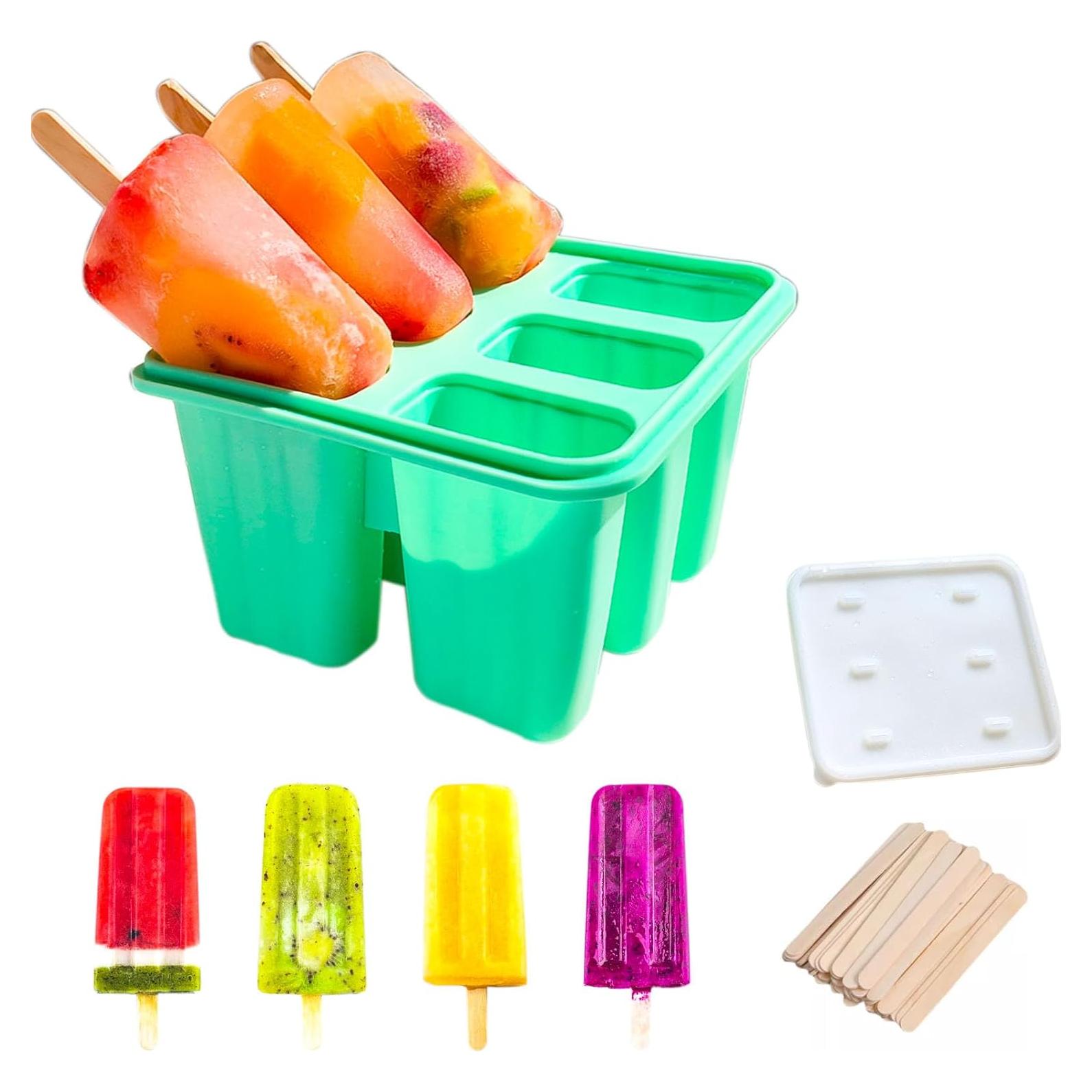 Molde de Popsicles de Silicona AYGwjkii con 20 Palitos Verde