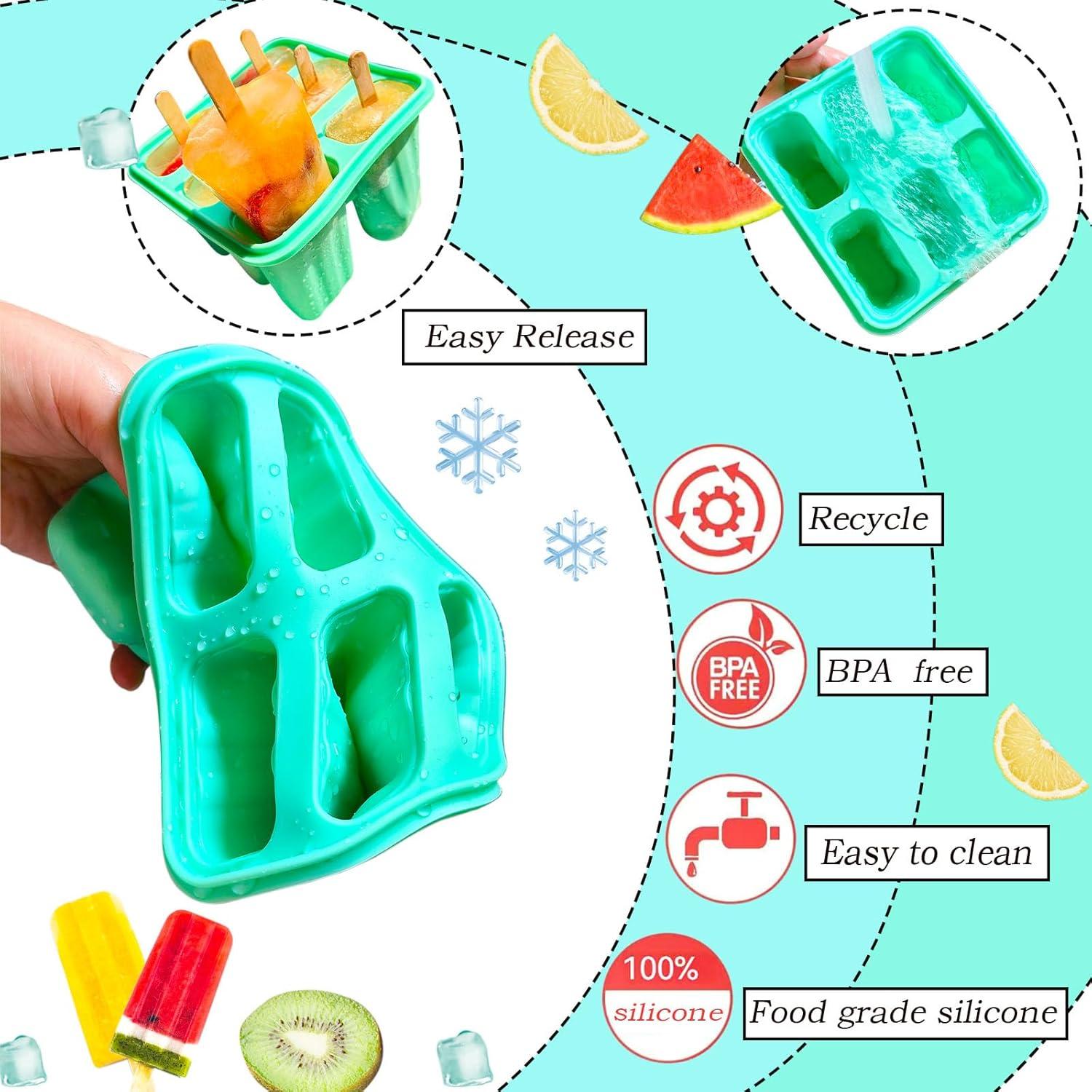 Molde de Popsicles de Silicona AYGwjkii con 20 Palitos Verde