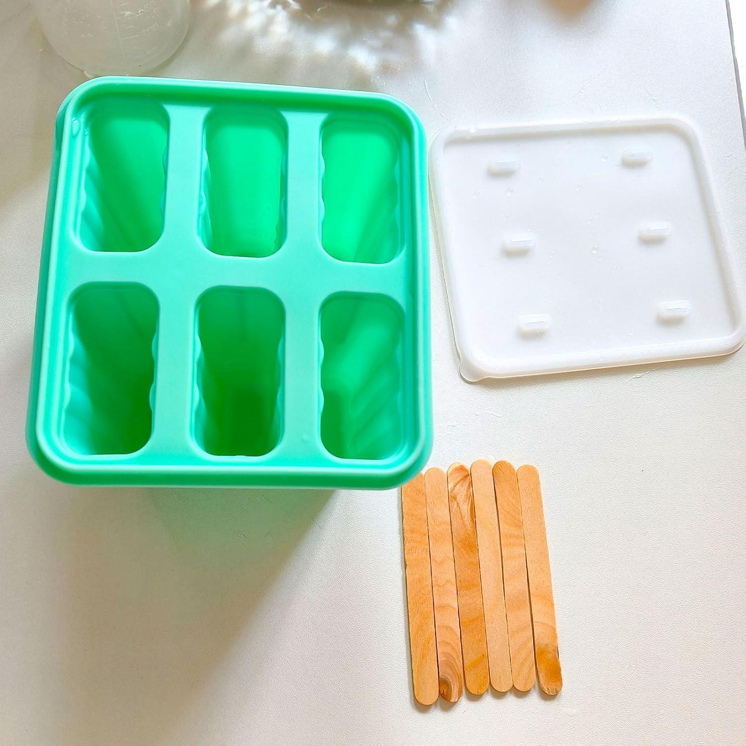 Molde de Popsicles de Silicona AYGwjkii con 20 Palitos Verde