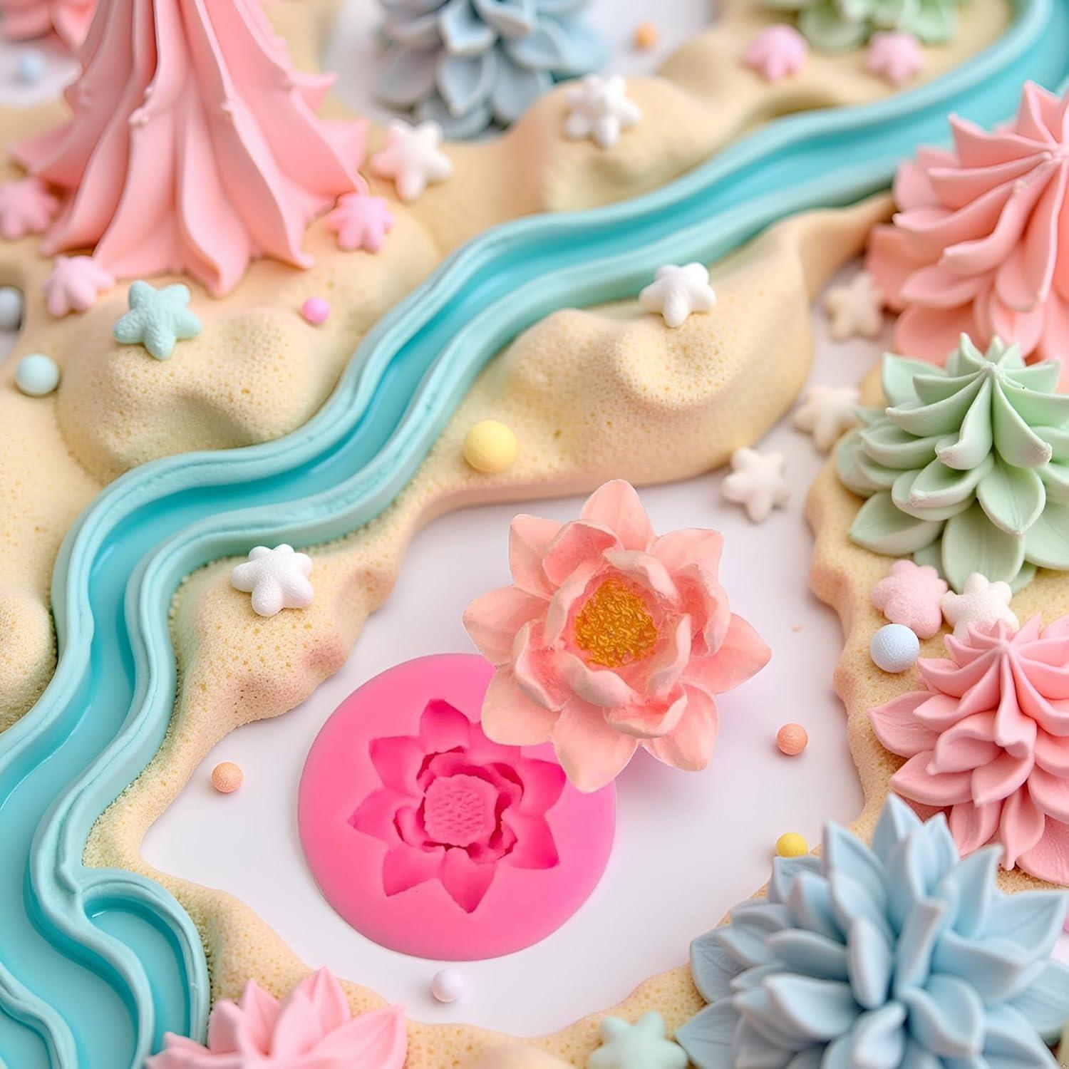 Molde de Silicona 3D Flor Loto Rosa GANPUB para Pastelería