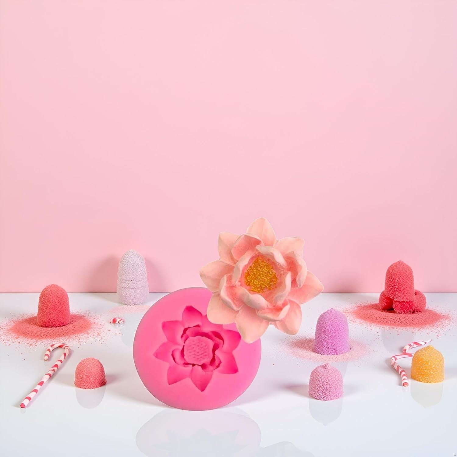 Molde de Silicona 3D Flor Loto Rosa GANPUB para Pastelería
